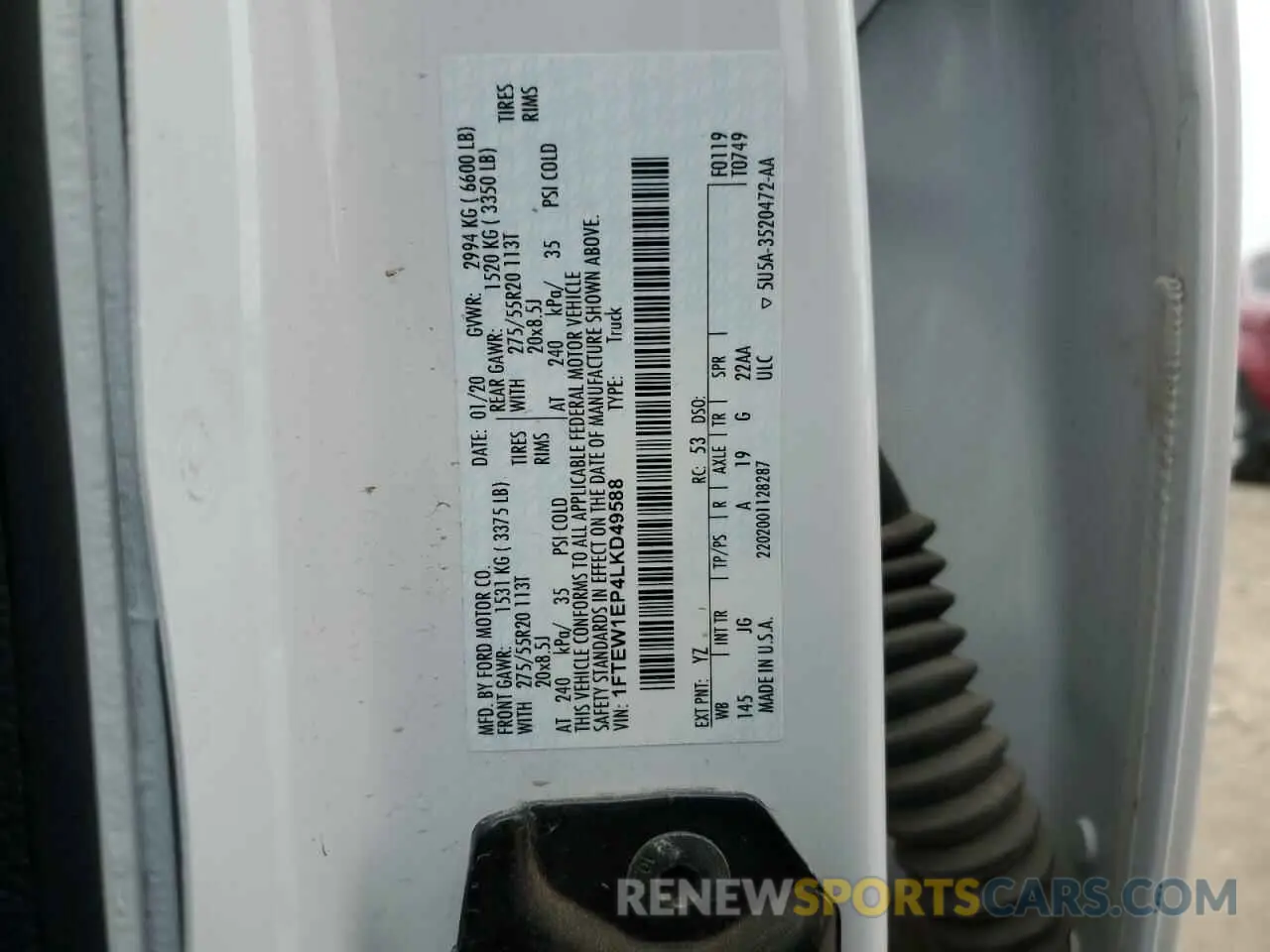 12 fotografías del automóvil dañado 1FTEW1EP4LKD49588 FORD F-150 2020