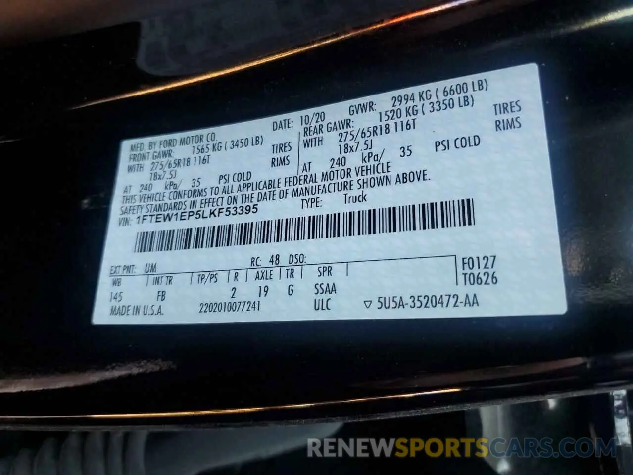 13 fotografías del automóvil dañado 1FTEW1EP5LKF53395 FORD F-150 2020