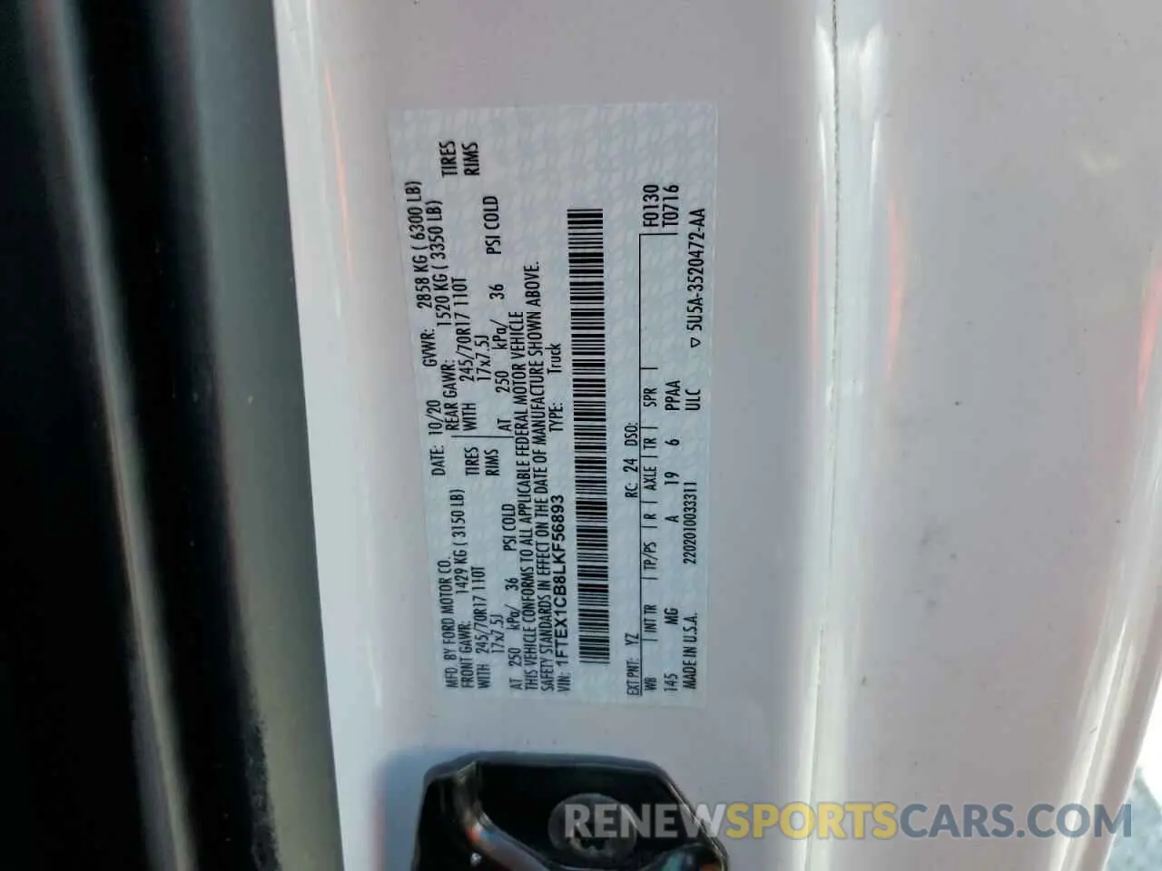 12 fotografías del automóvil dañado 1FTEX1CB8LKF56893 FORD F-150 2020
