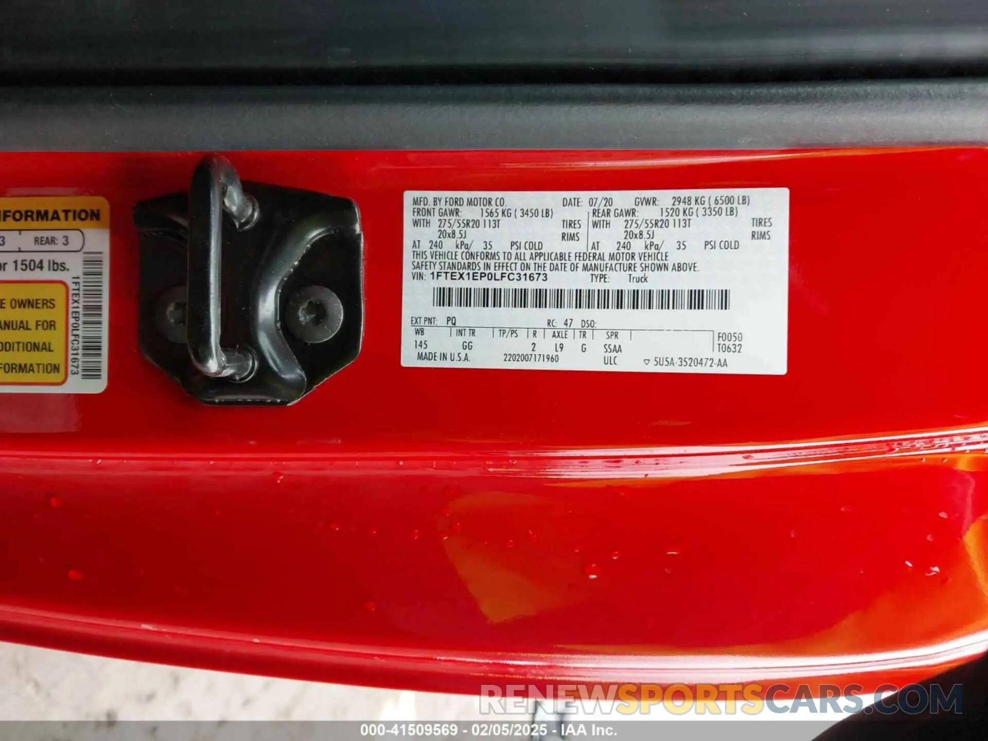 9 fotografías del automóvil dañado 1FTEX1EP0LFC31673 FORD F-150 2020