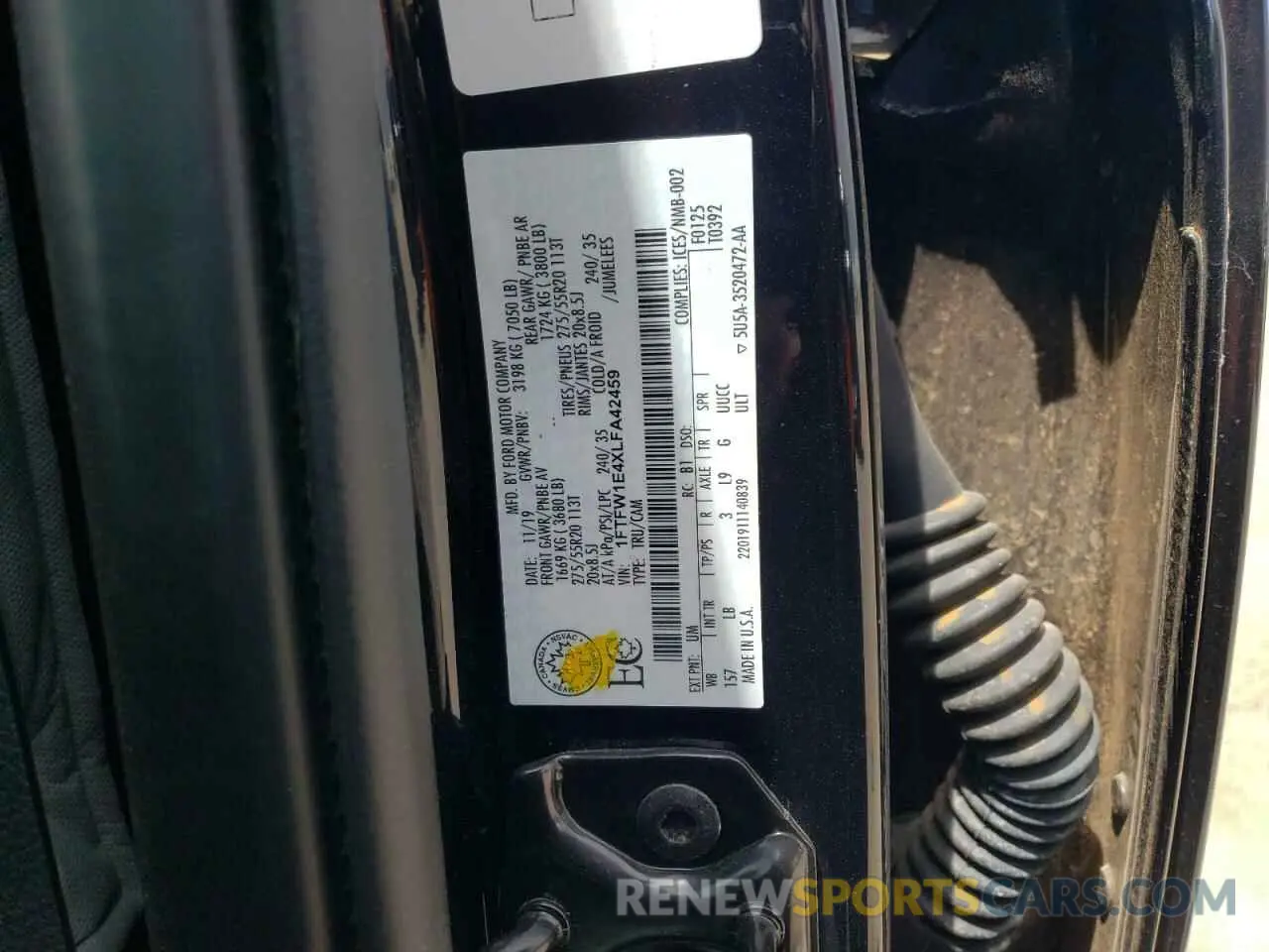 12 fotografías del automóvil dañado 1FTFW1E4XLFA42459 FORD F-150 2020
