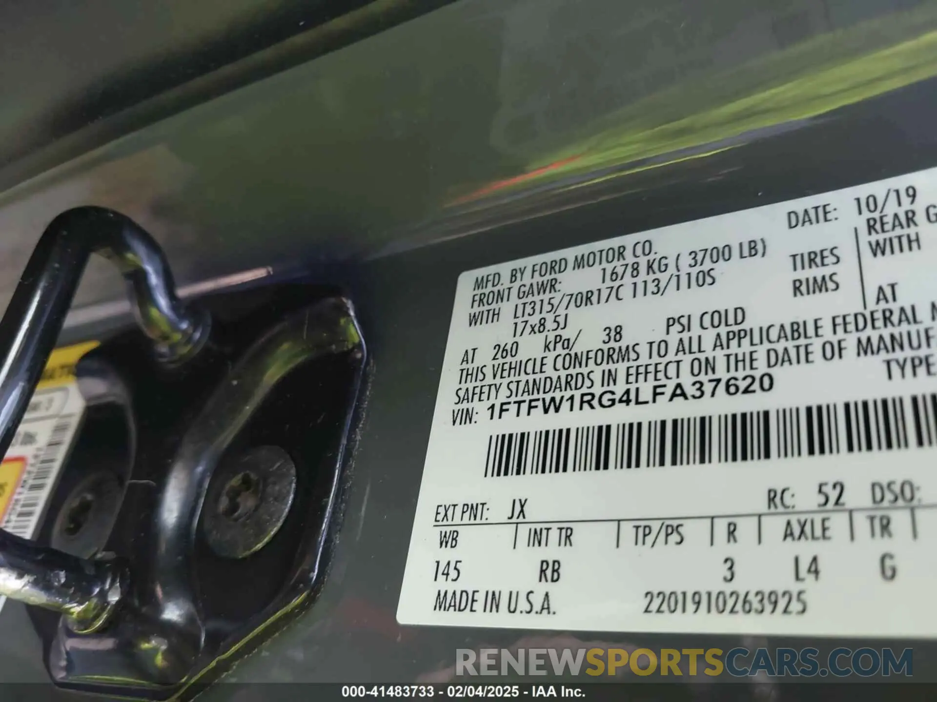 9 fotografías del automóvil dañado 1FTFW1RG4LFA37620 FORD F-150 2020