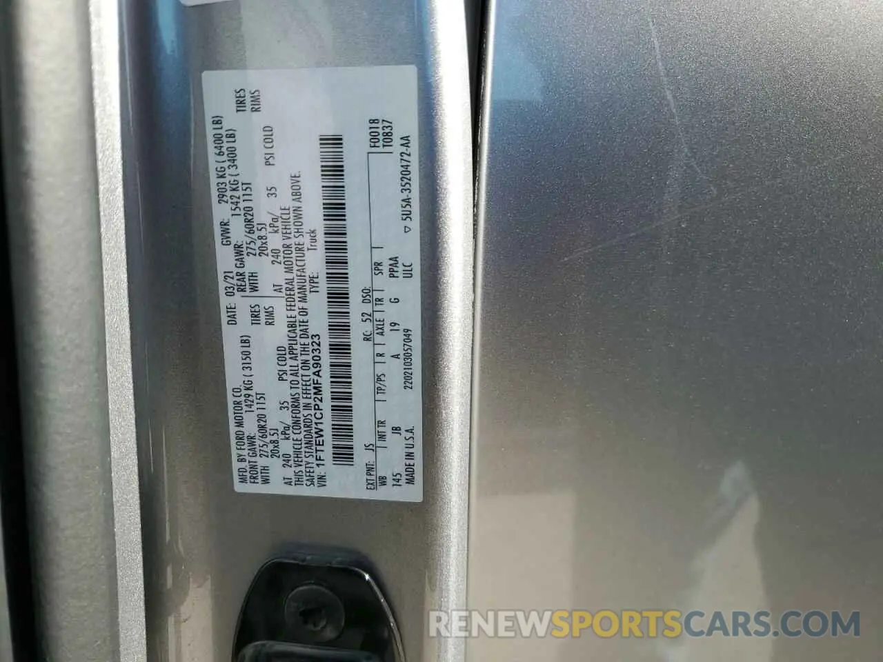 12 fotografías del automóvil dañado 1FTEW1CP2MFA90323 FORD F-150 2021