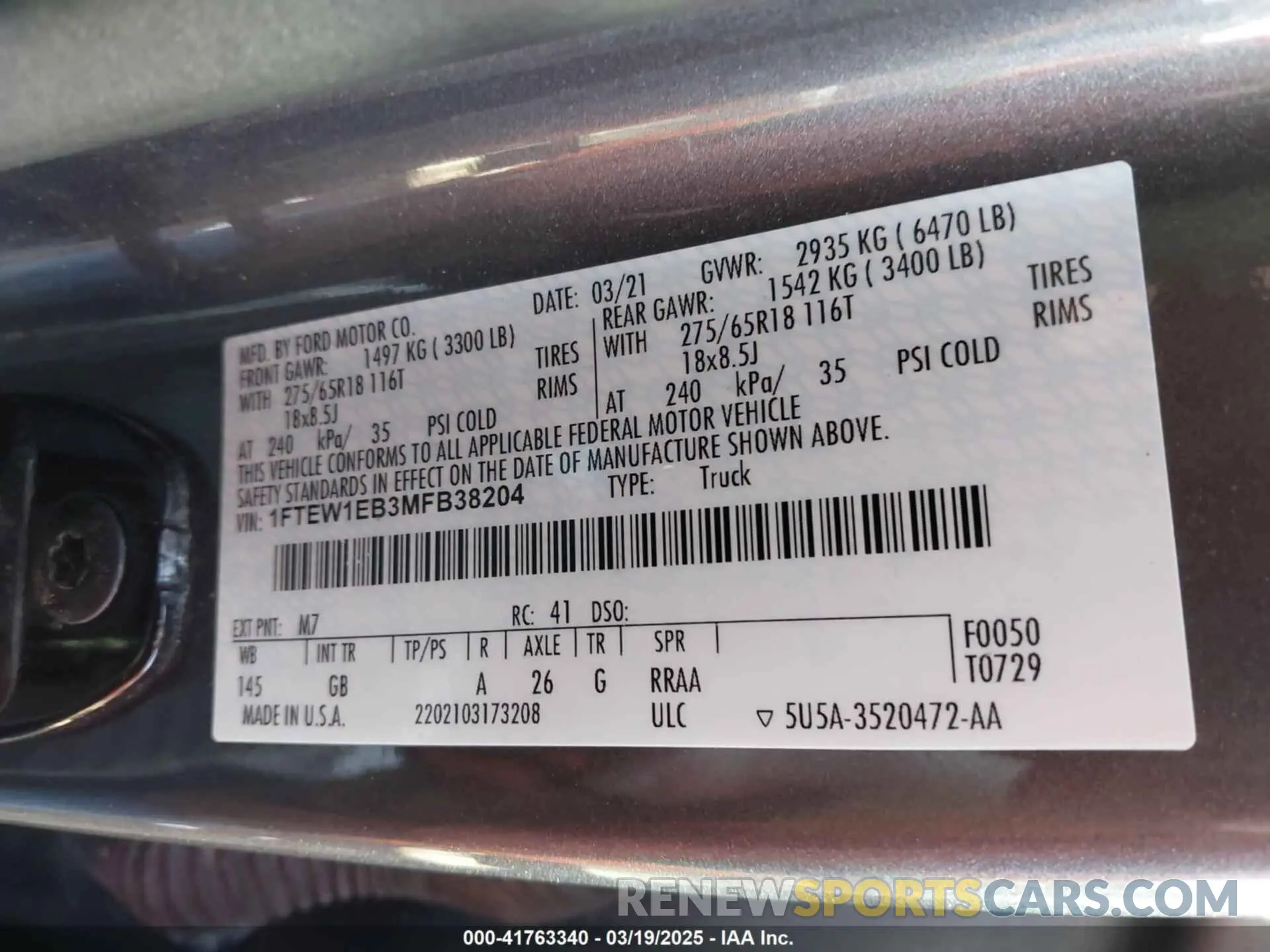 9 fotografías del automóvil dañado 1FTEW1EB3MFB38204 FORD F-150 2021