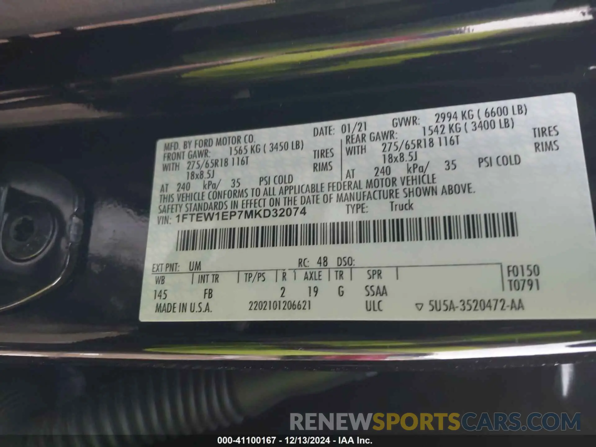 9 fotografías del automóvil dañado 1FTEW1EP7MKD32074 FORD F-150 2021