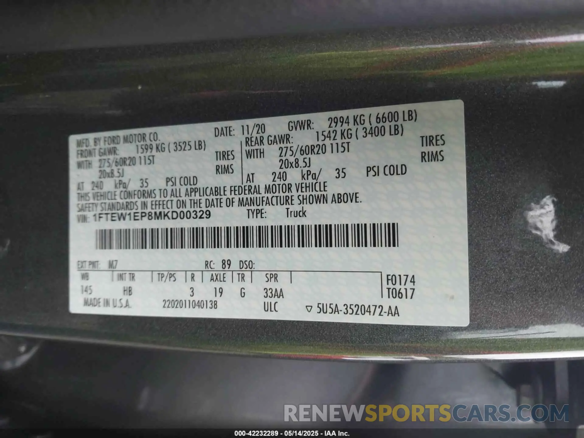 9 fotografías del automóvil dañado 1FTEW1EP8MKD00329 FORD F-150 2021