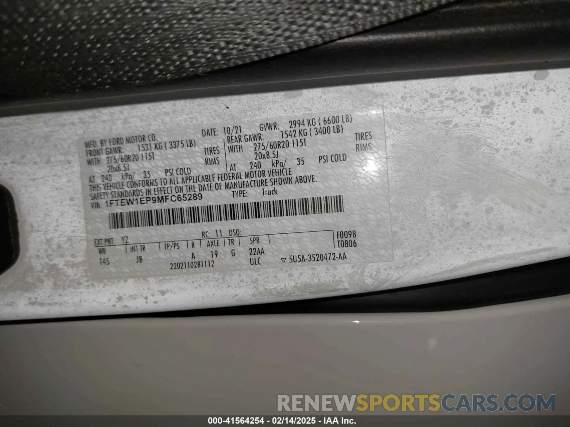 9 fotografías del automóvil dañado 1FTEW1EP9MFC65289 FORD F-150 2021
