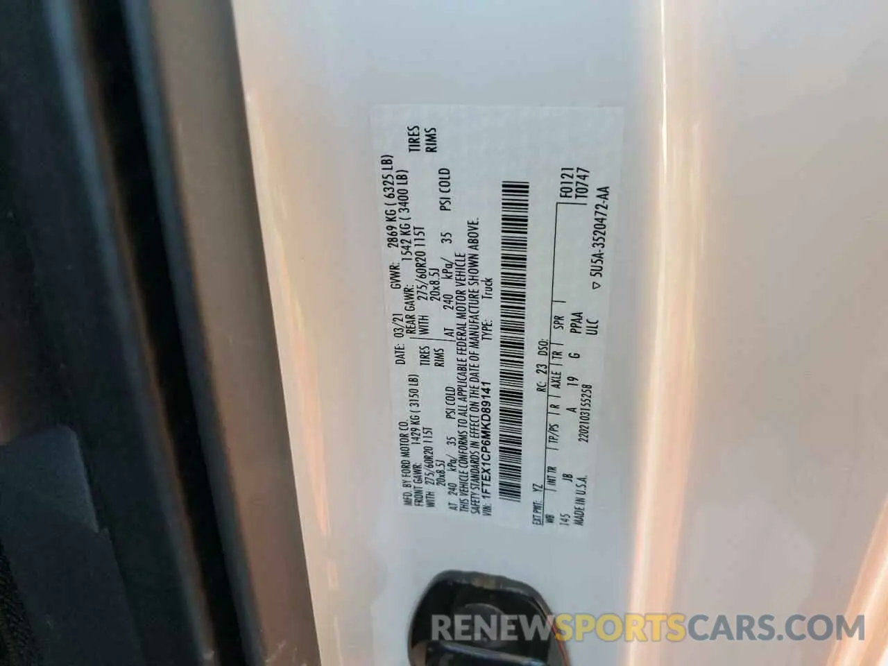 12 fotografías del automóvil dañado 1FTEX1CP6MKD89141 FORD F-150 2021