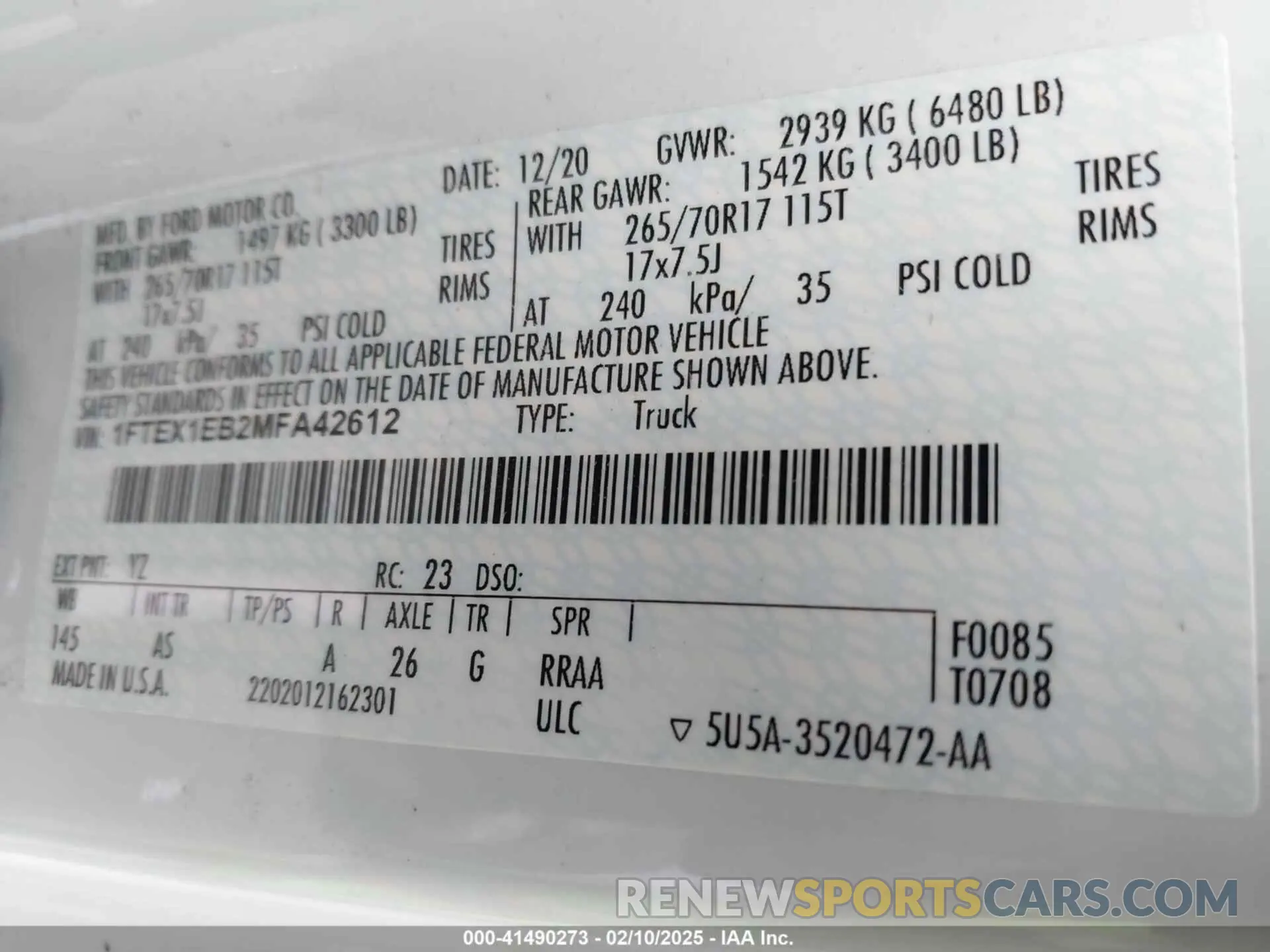 9 fotografías del automóvil dañado 1FTEX1EB2MFA42612 FORD F-150 2021