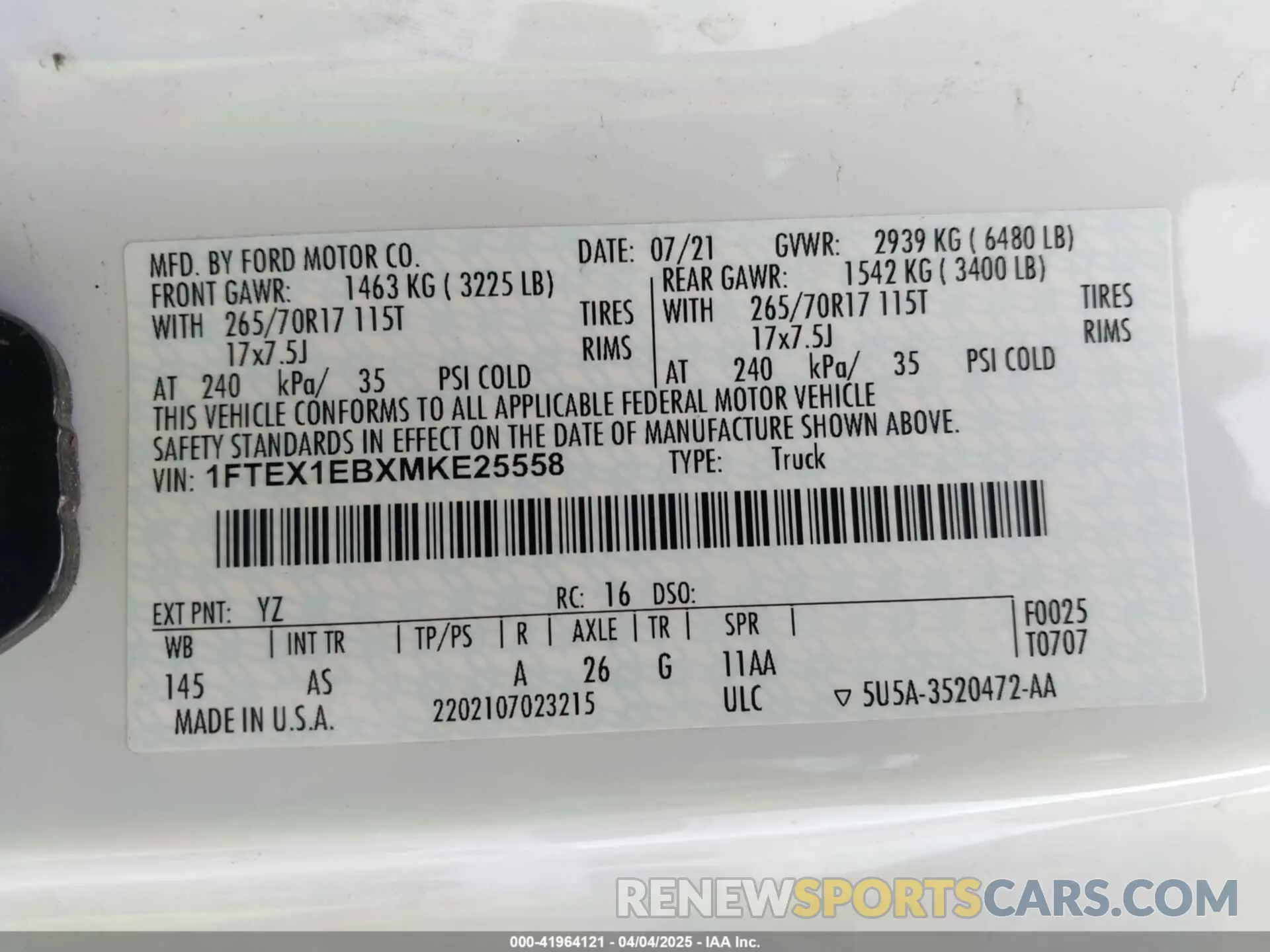 9 fotografías del automóvil dañado 1FTEX1EBXMKE25558 FORD F-150 2021