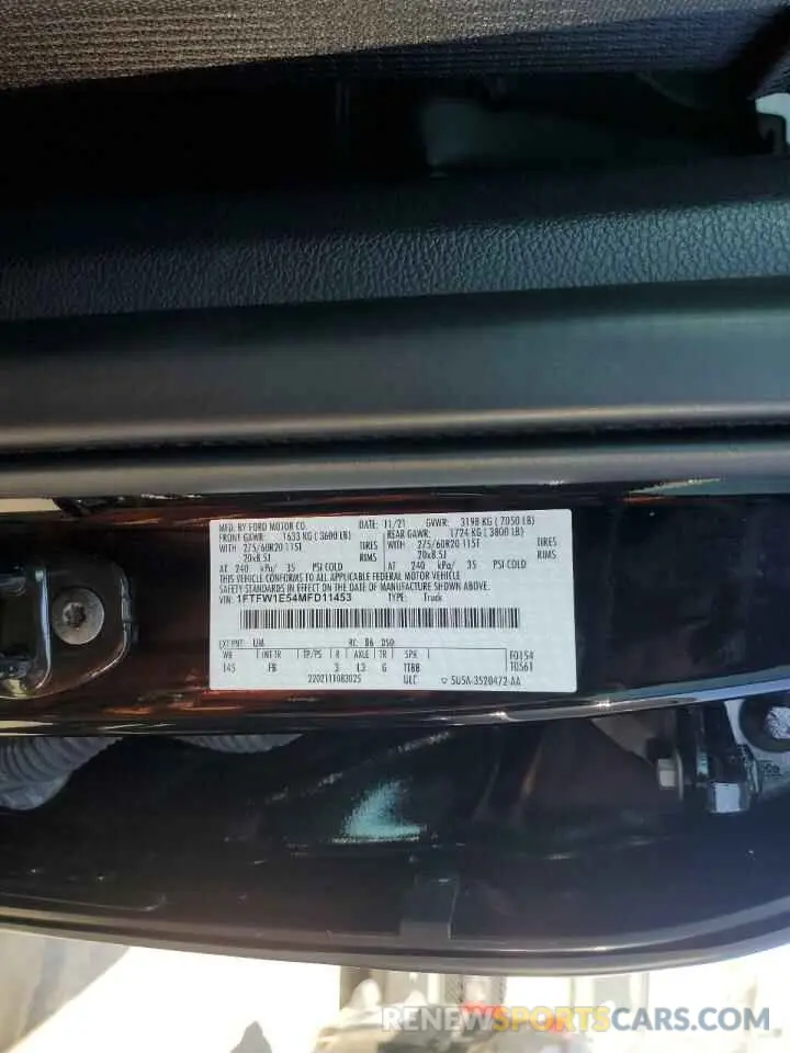 12 fotografías del automóvil dañado 1FTFW1E54MFD11453 FORD F-150 2021