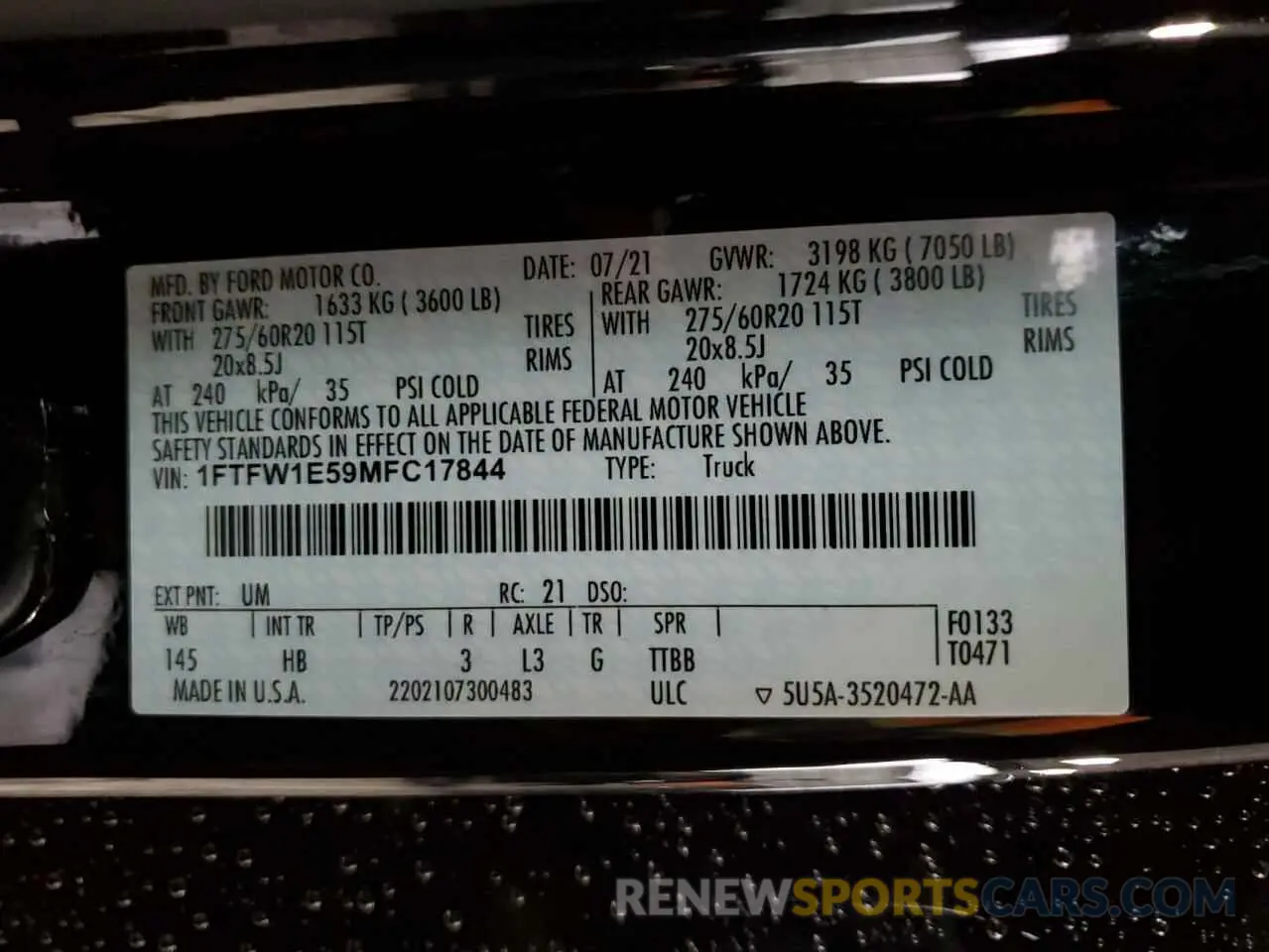 12 fotografías del automóvil dañado 1FTFW1E59MFC17844 FORD F-150 2021