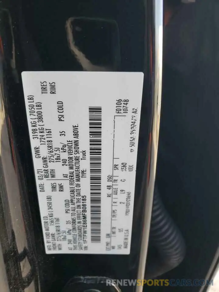 14 fotografías del automóvil dañado 1FTFW1E86MFB08185 FORD F-150 2021