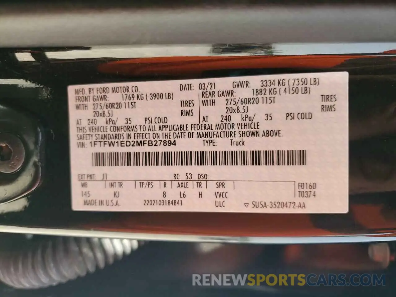12 fotografías del automóvil dañado 1FTFW1ED2MFB27894 FORD F-150 2021