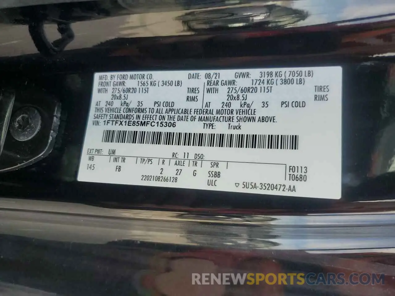 12 fotografías del automóvil dañado 1FTFX1E85MFC15306 FORD F-150 2021