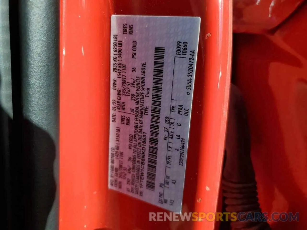12 fotografías del automóvil dañado 1FTEW1CB8NKD18631 FORD F-150 2022