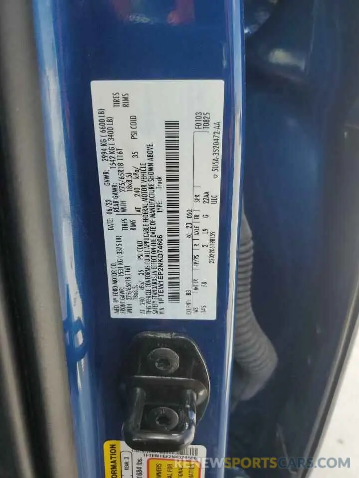15 fotografías del automóvil dañado 1FTEW1EP2NKD74606 FORD F-150 2022