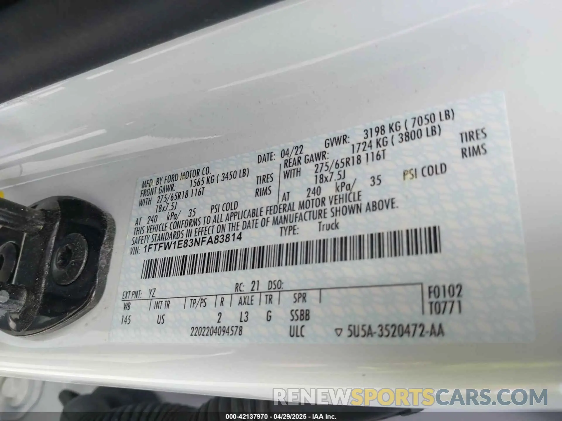 9 fotografías del automóvil dañado 1FTFW1E83NFA83814 FORD F-150 2022