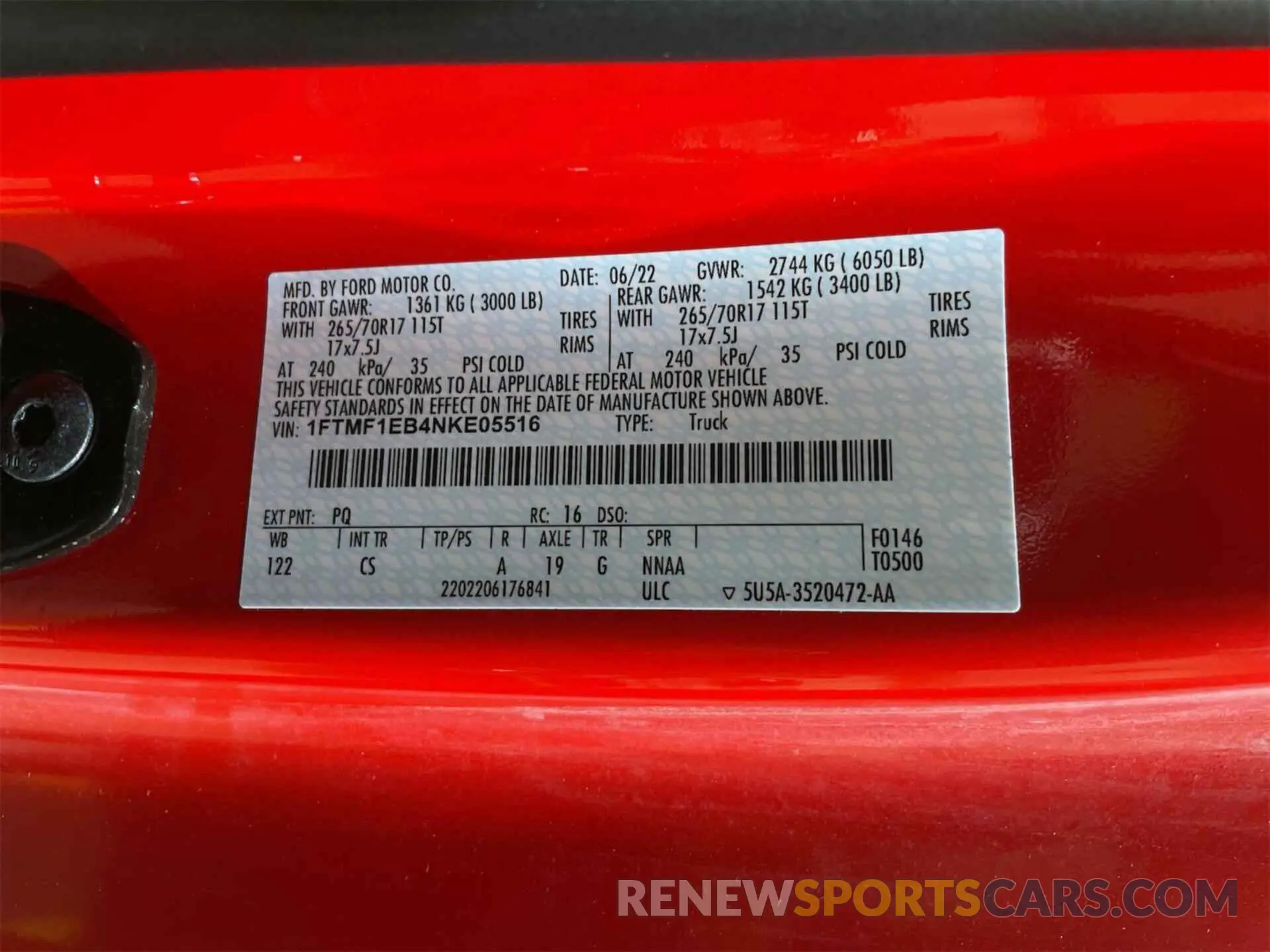 13 fotografías del automóvil dañado 1FTMF1EB4NKE05516 FORD F-150 2022