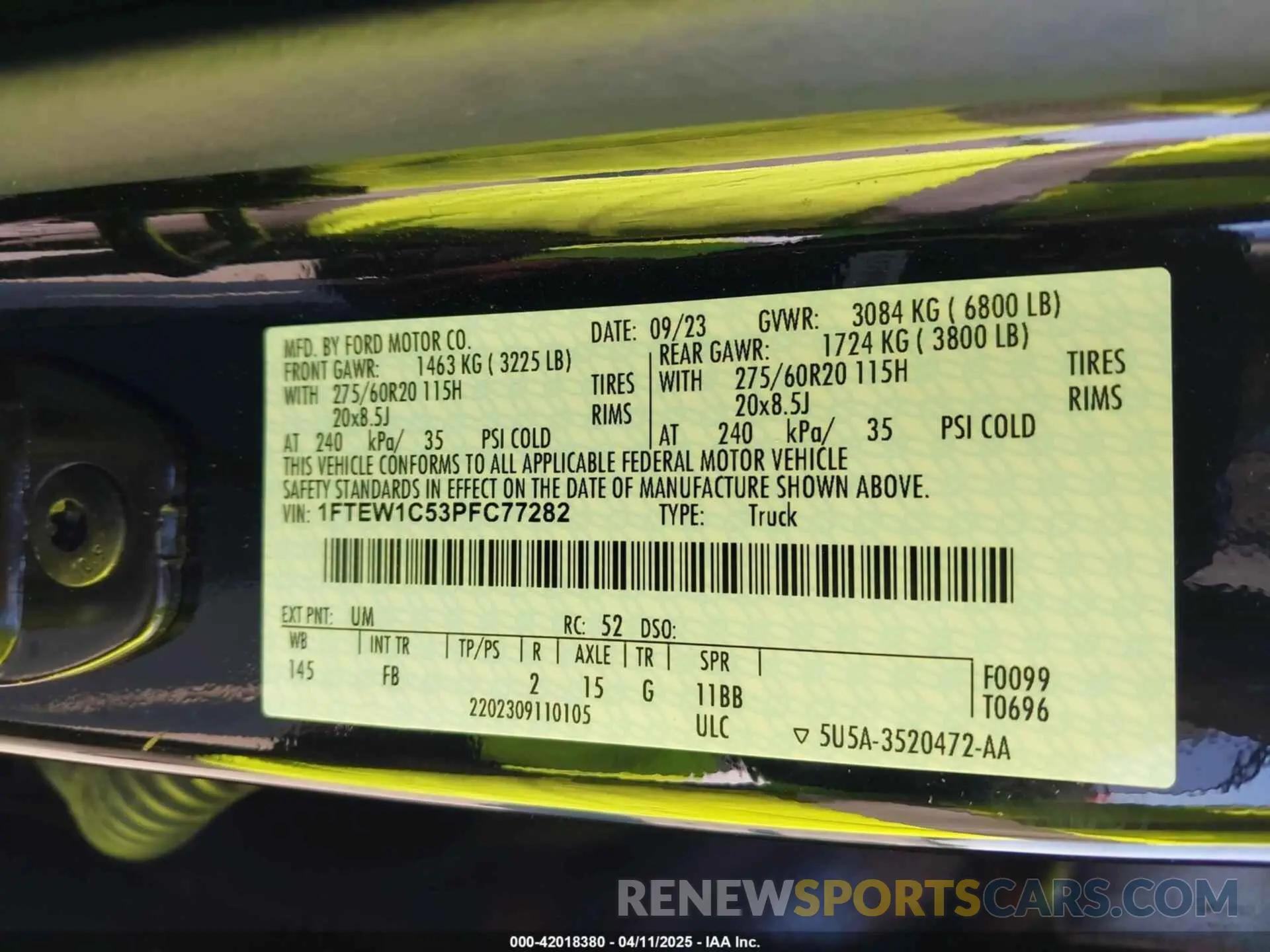 9 fotografías del automóvil dañado 1FTEW1C53PFC77282 FORD F-150 2023