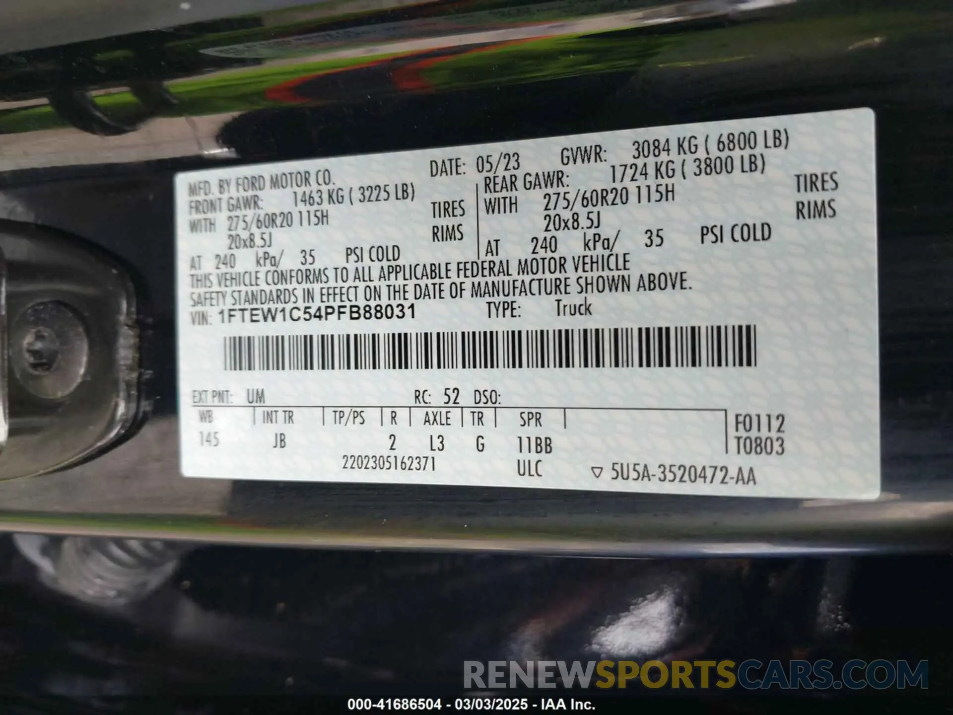 9 fotografías del automóvil dañado 1FTEW1C54PFB88031 FORD F-150 2023