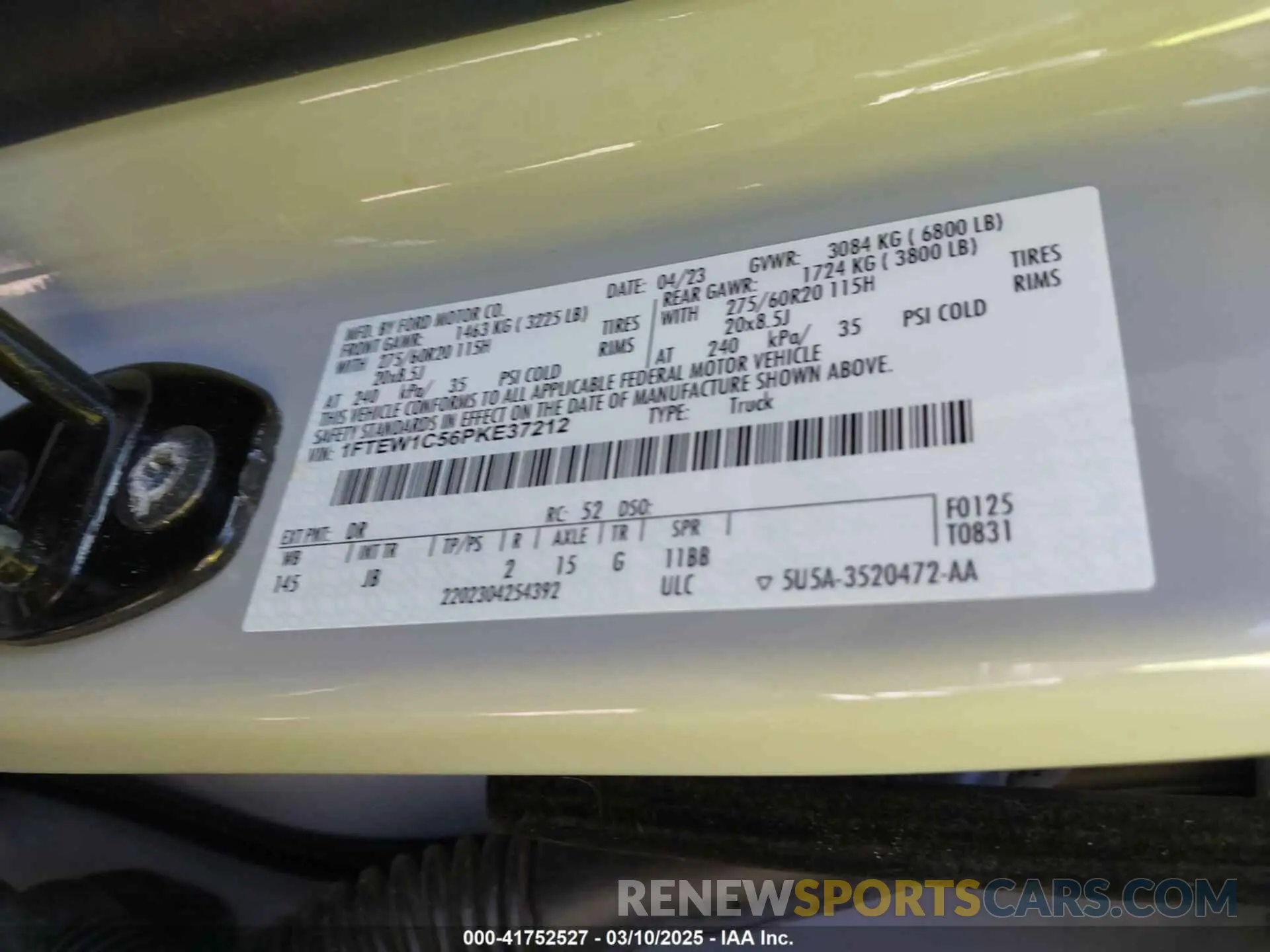 9 fotografías del automóvil dañado 1FTEW1C56PKE37212 FORD F-150 2023