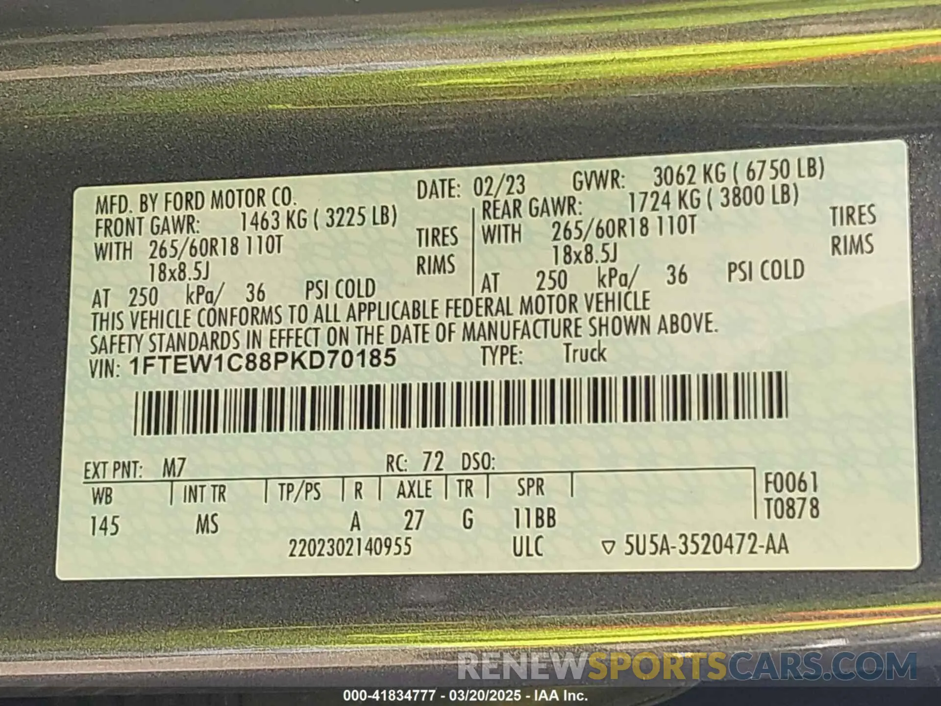 9 fotografías del automóvil dañado 1FTEW1C88PKD70185 FORD F-150 2023
