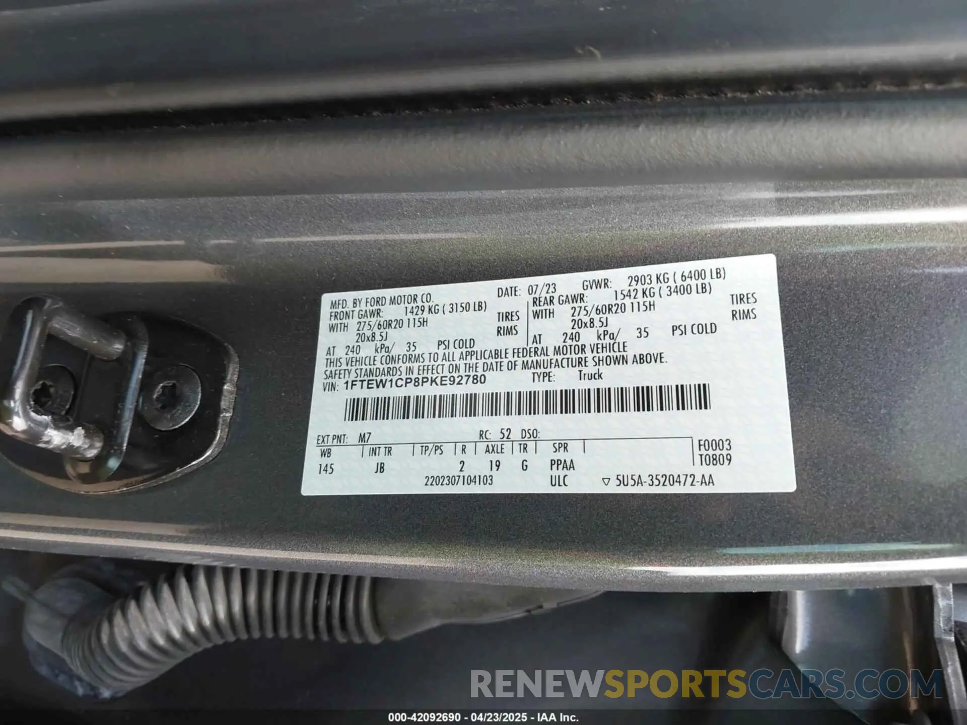 9 fotografías del automóvil dañado 1FTEW1CP8PKE92780 FORD F-150 2023