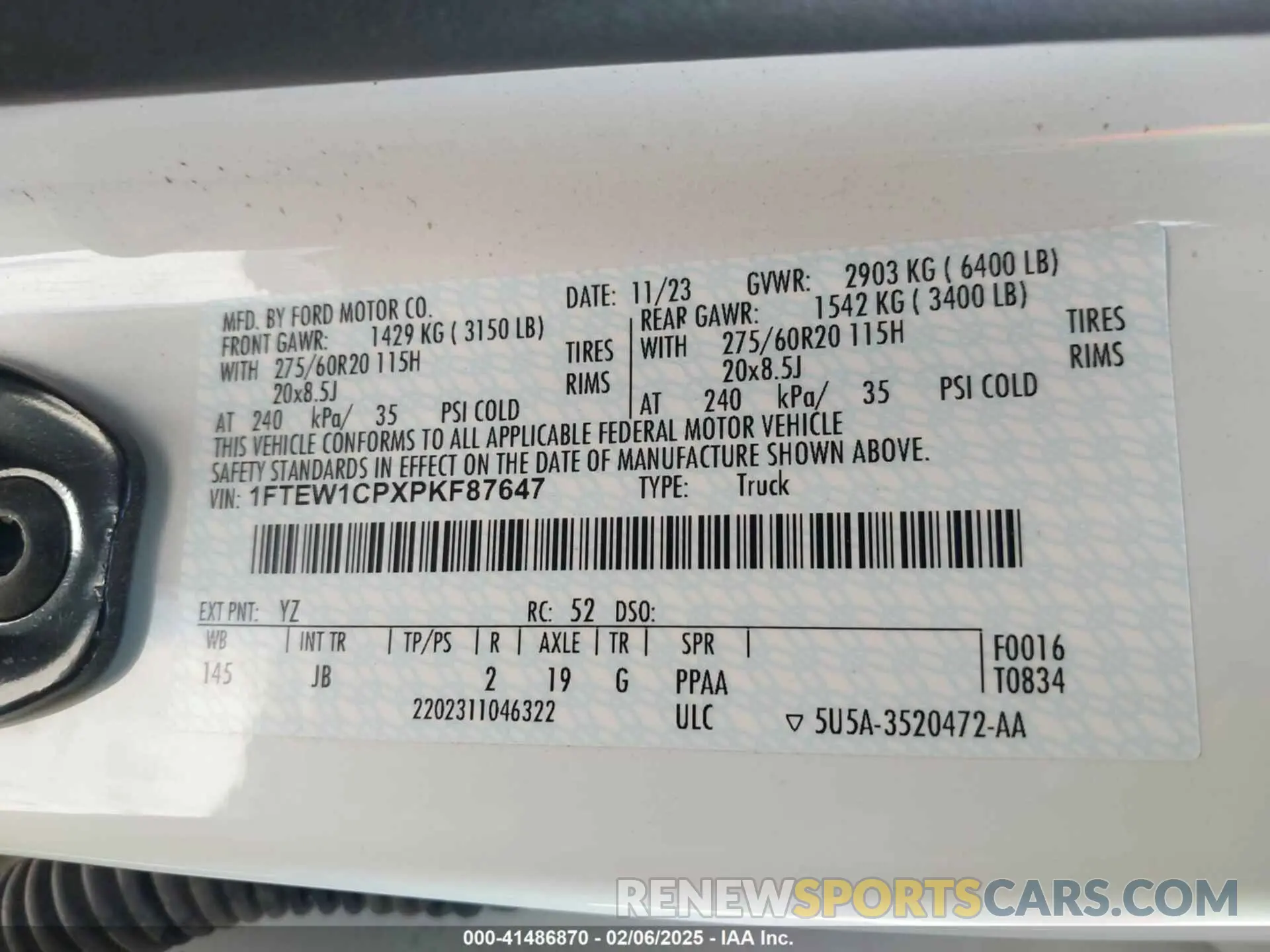 9 fotografías del automóvil dañado 1FTEW1CPXPKF87647 FORD F-150 2023