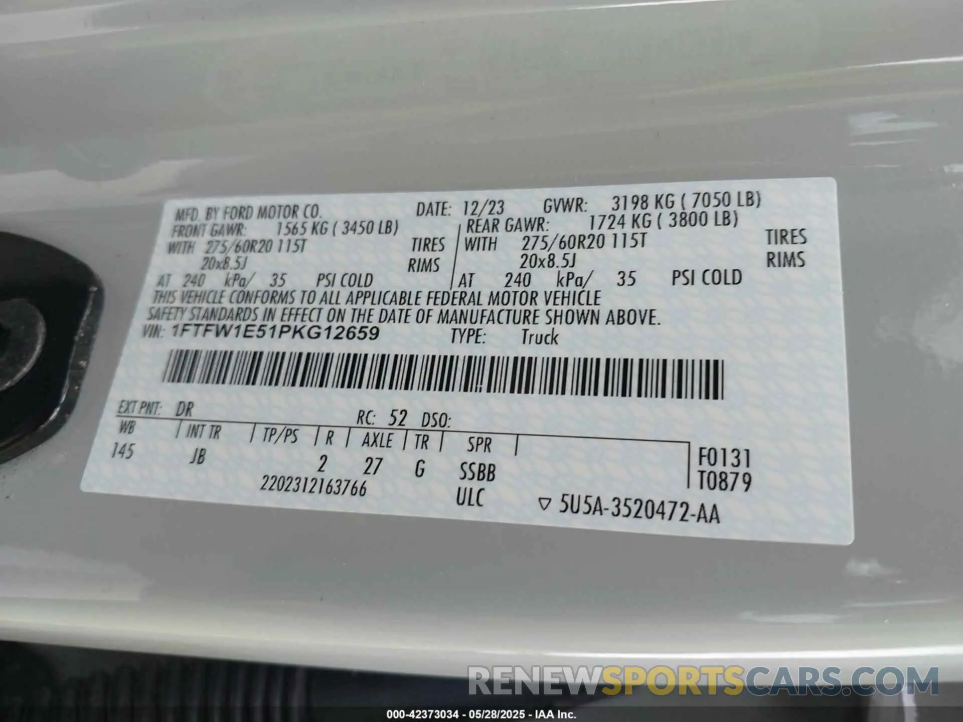 9 fotografías del automóvil dañado 1FTFW1E51PKG12659 FORD F-150 2023
