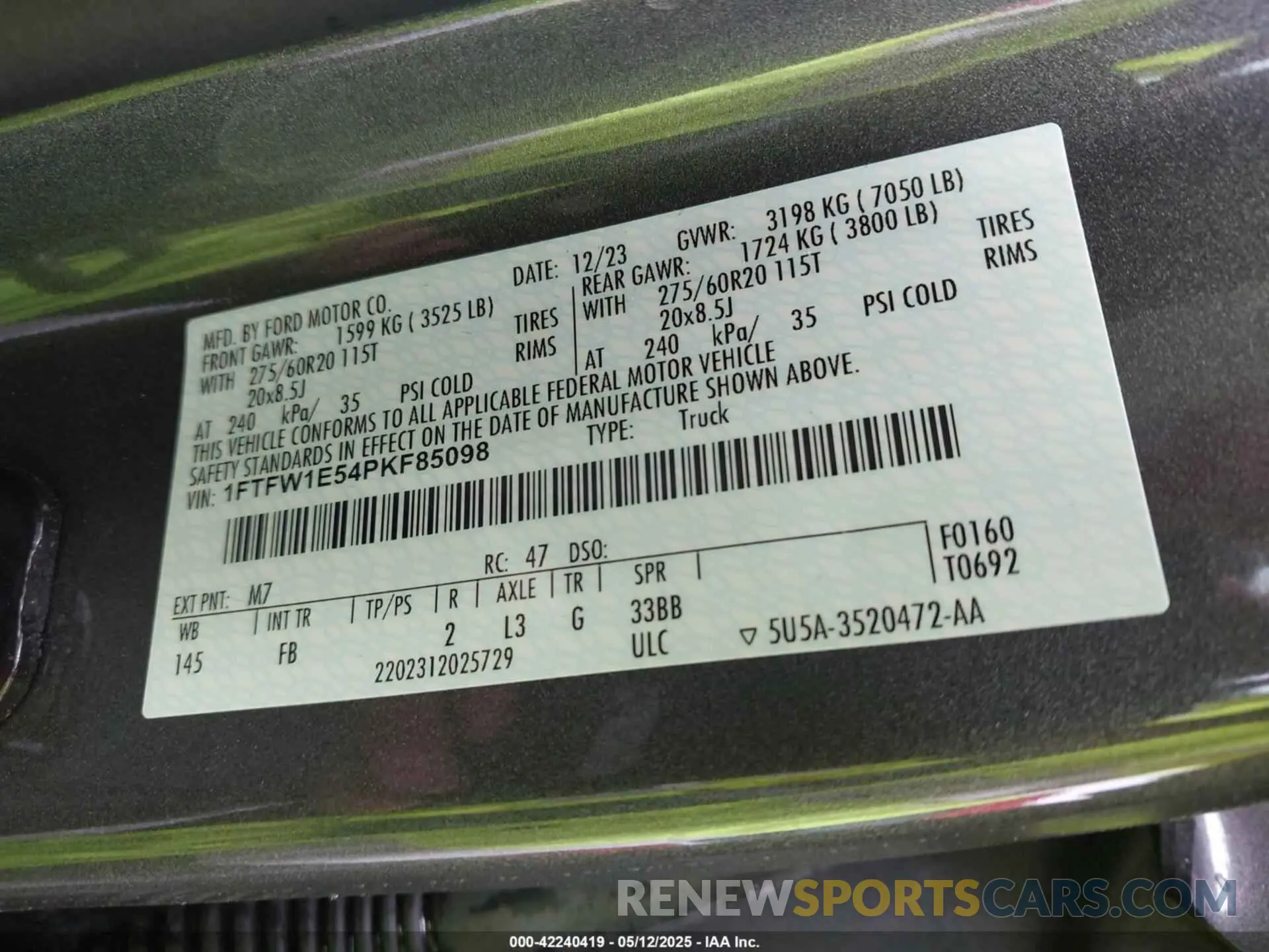 9 fotografías del automóvil dañado 1FTFW1E54PKF85098 FORD F-150 2023