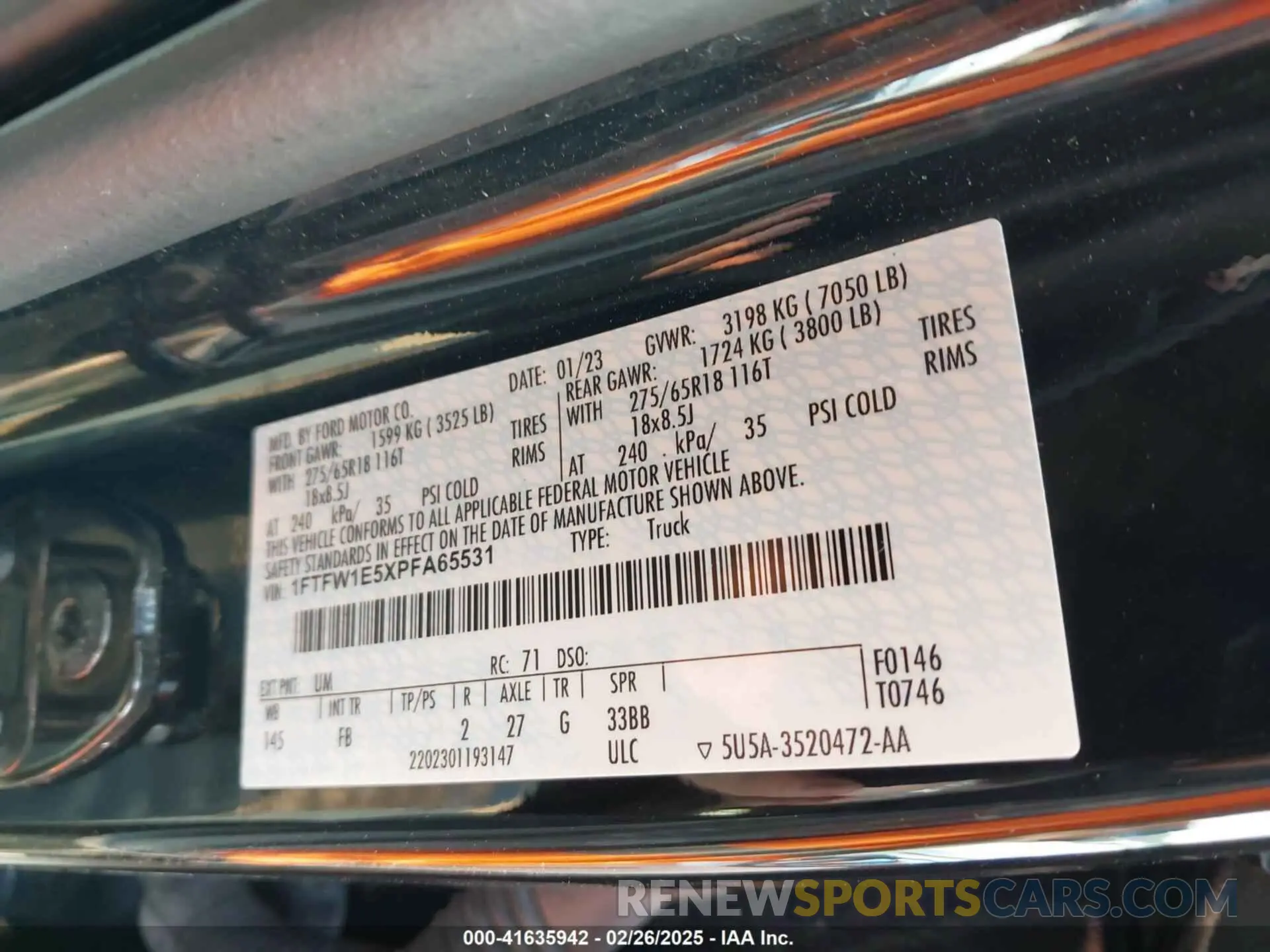 9 fotografías del automóvil dañado 1FTFW1E5XPFA65531 FORD F-150 2023