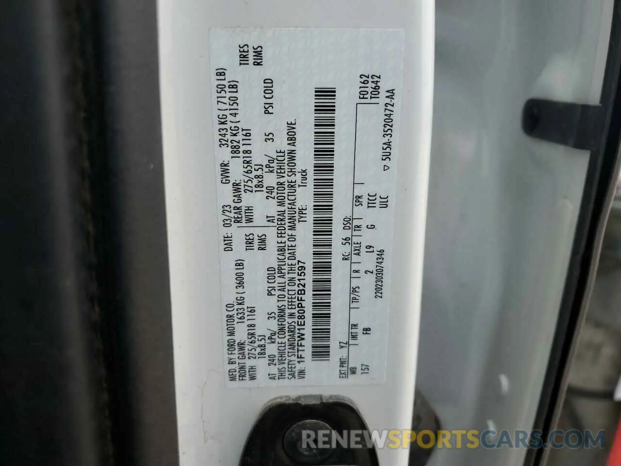 12 fotografías del automóvil dañado 1FTFW1E80PFB21597 FORD F-150 2023