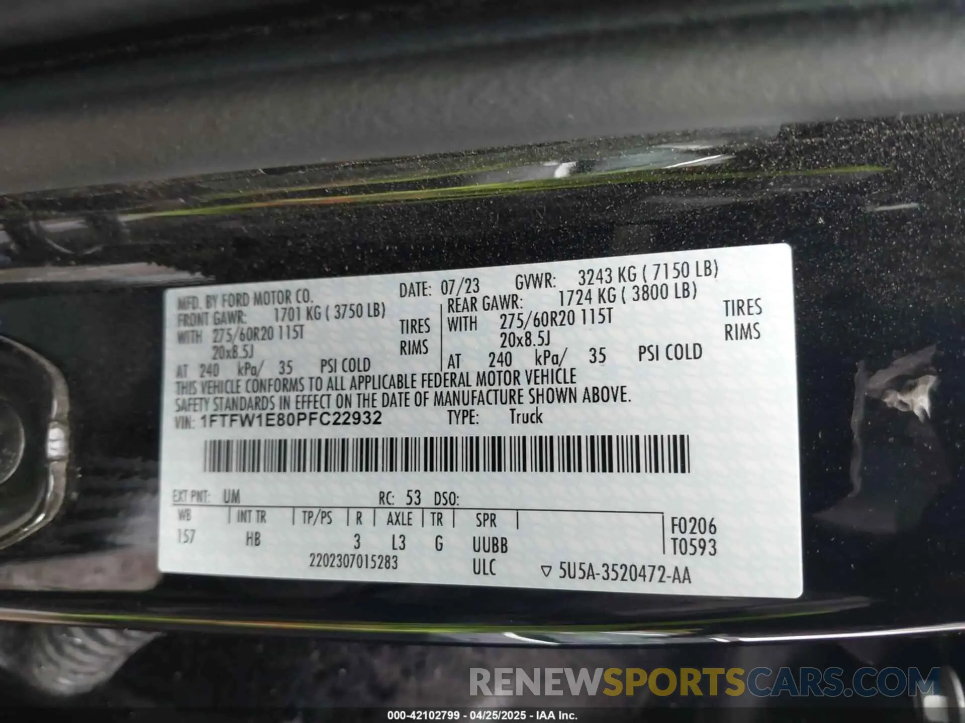 9 fotografías del automóvil dañado 1FTFW1E80PFC22932 FORD F-150 2023