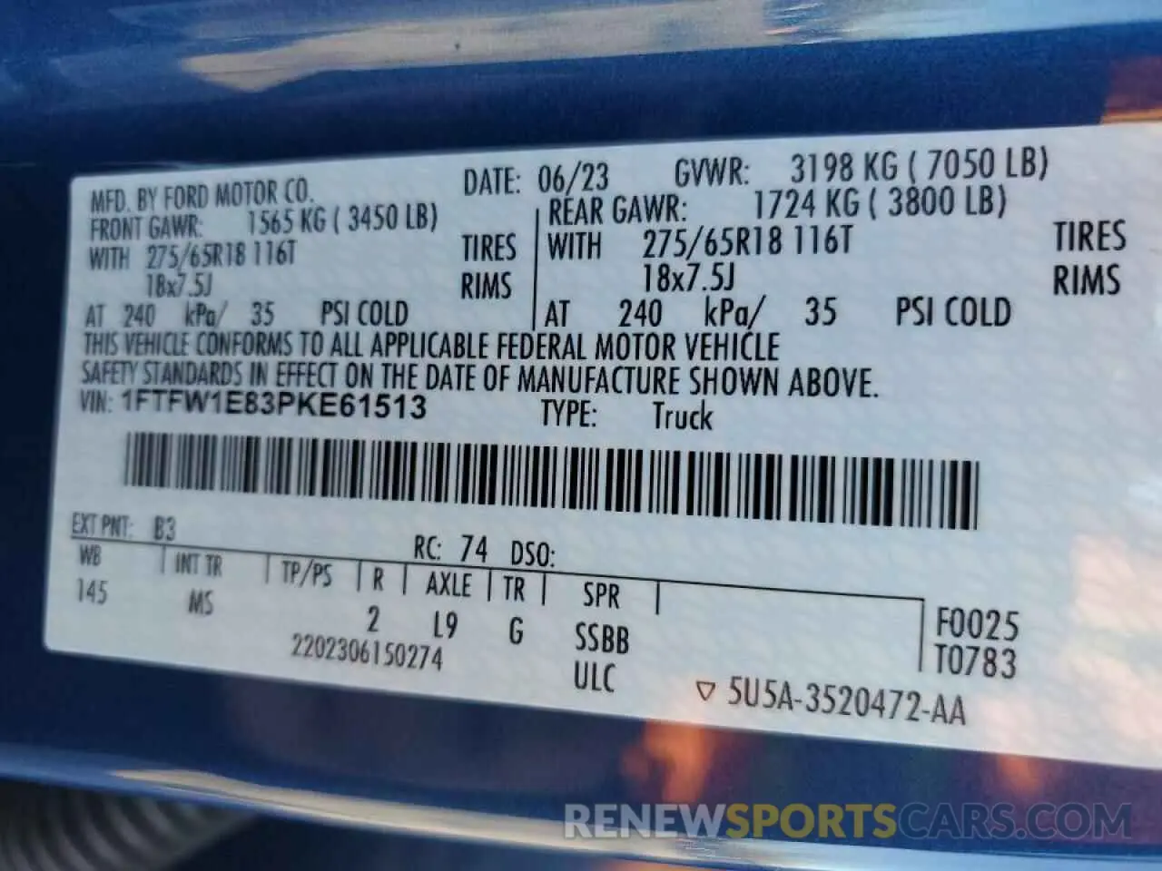 12 fotografías del automóvil dañado 1FTFW1E83PKE61513 FORD F-150 2023