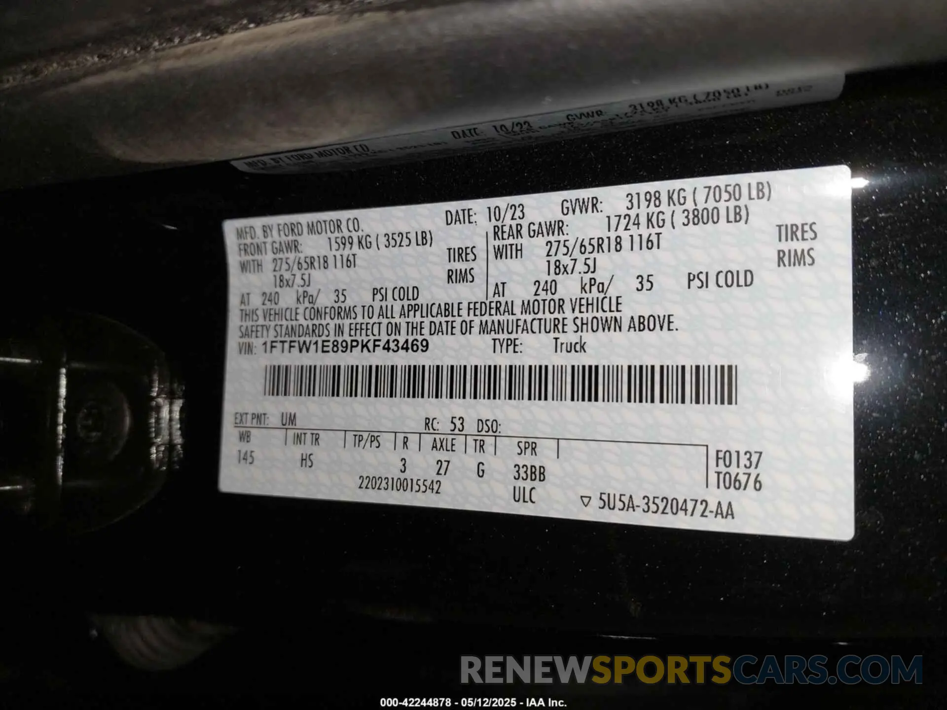 9 fotografías del automóvil dañado 1FTFW1E89PKF43469 FORD F-150 2023