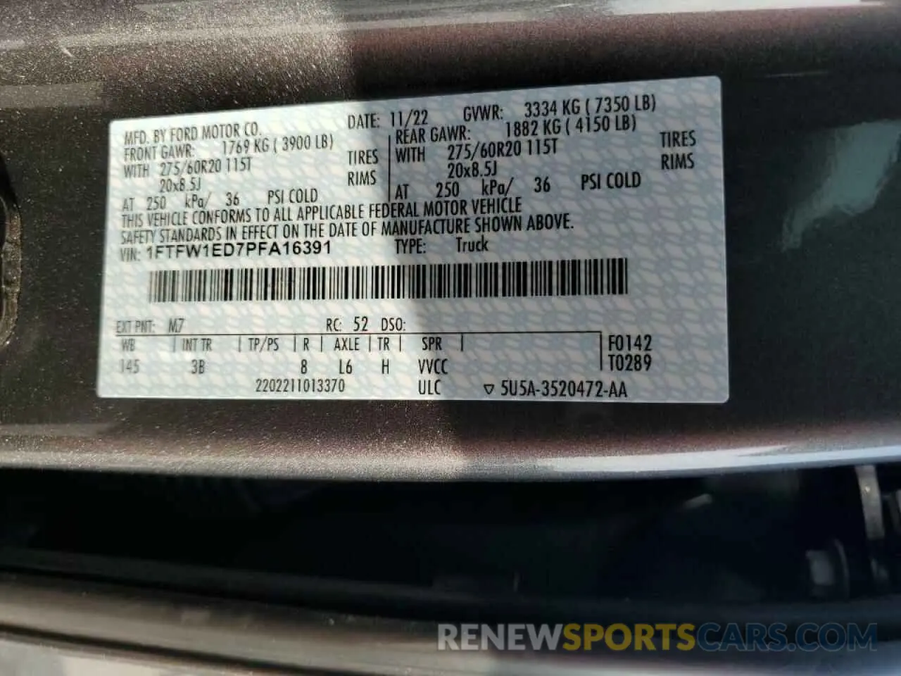 14 fotografías del automóvil dañado 1FTFW1ED7PFA16391 FORD F-150 2023