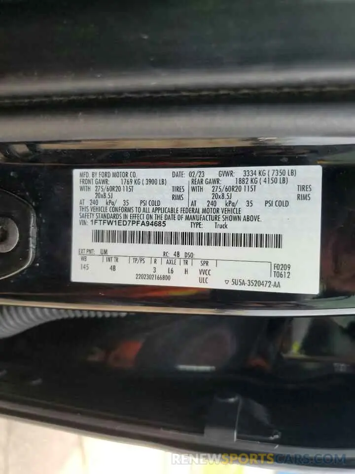13 fotografías del automóvil dañado 1FTFW1ED7PFA94685 FORD F-150 2023