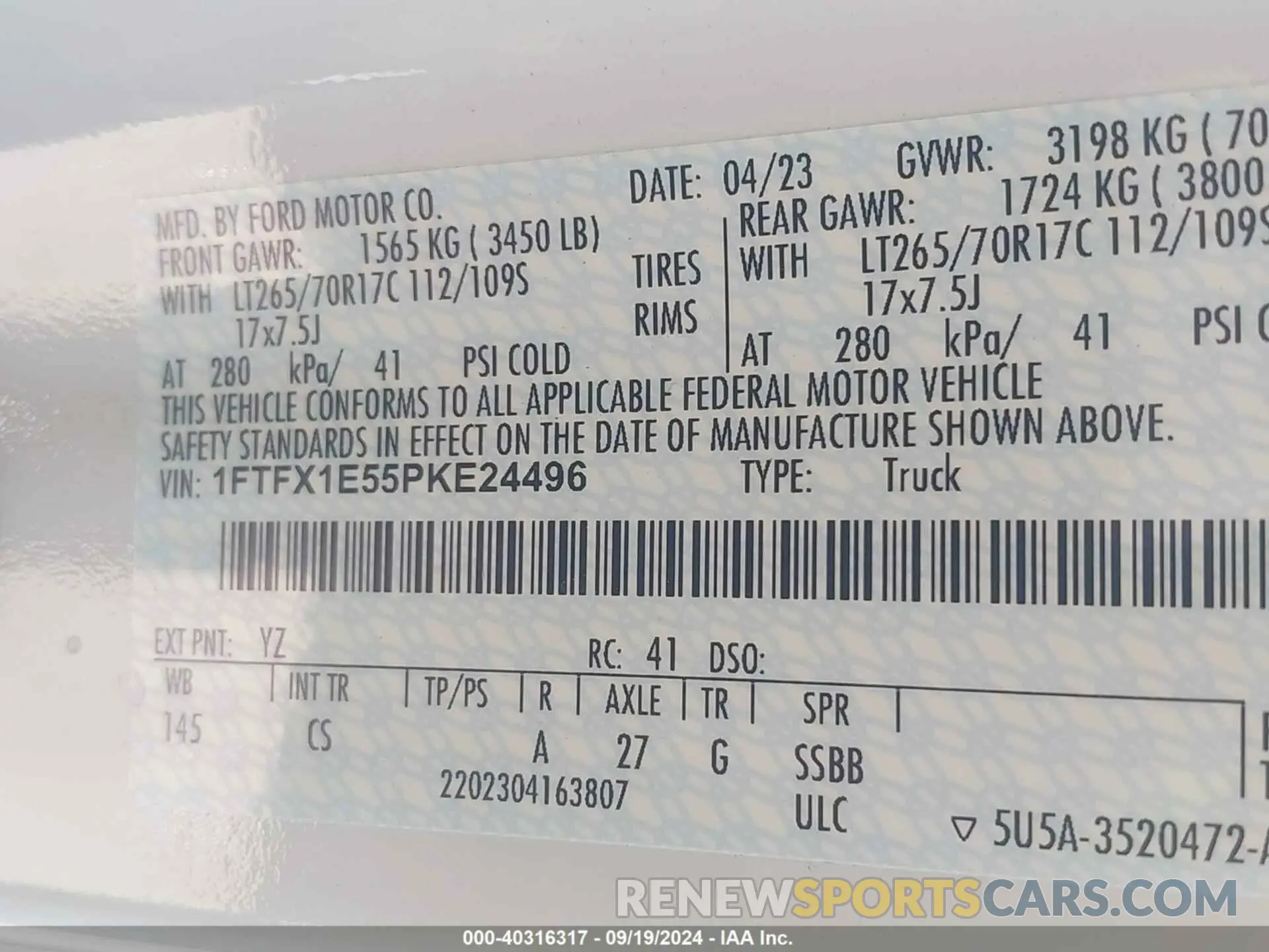 9 fotografías del automóvil dañado 1FTFX1E55PKE24496 FORD F-150 2023