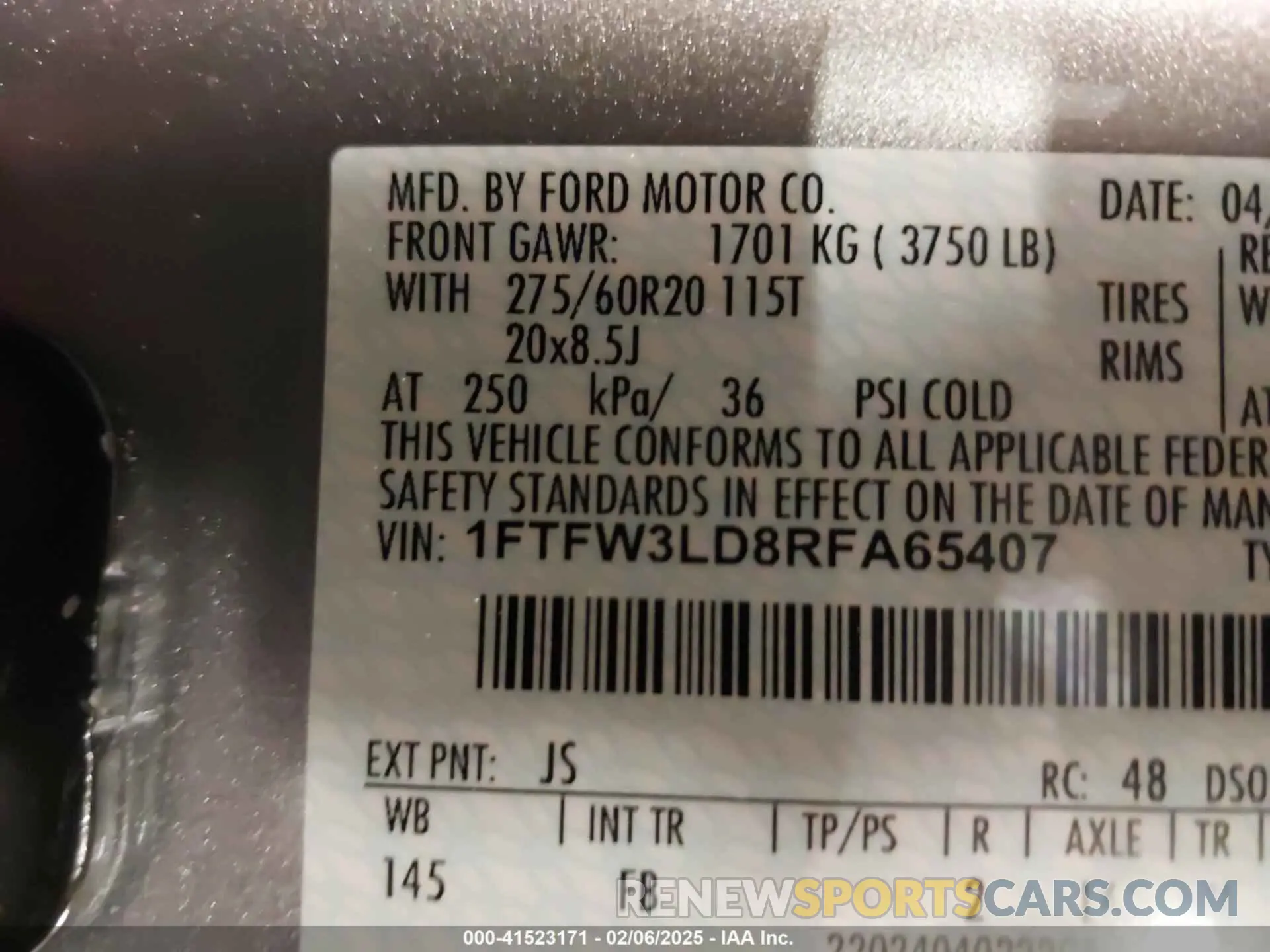 9 fotografías del automóvil dañado 1FTFW3LD8RFA65407 FORD F-150 2024
