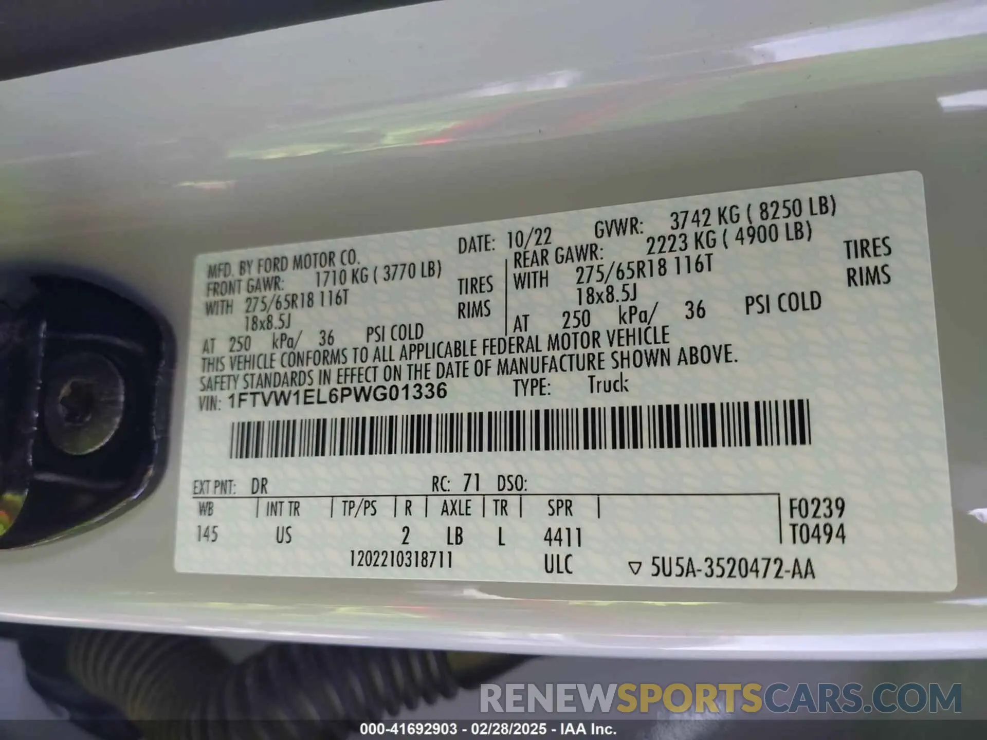 9 fotografías del automóvil dañado 1FTVW1EL6PWG01336 FORD F-150 LIGHTNING 2023