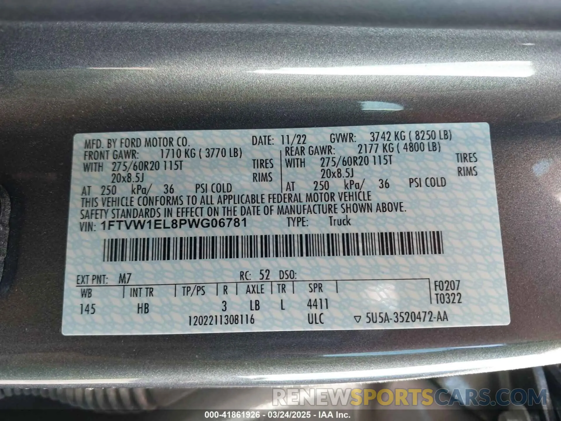 9 fotografías del automóvil dañado 1FTVW1EL8PWG06781 FORD F-150 LIGHTNING 2023