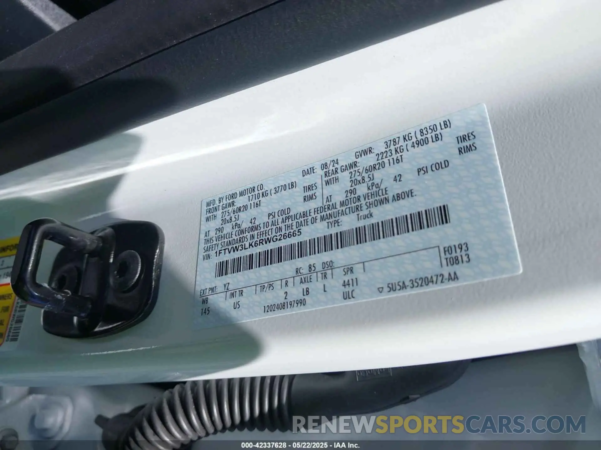9 fotografías del automóvil dañado 1FTVW3LK6RWG26665 FORD F-150 LIGHTNING 2024