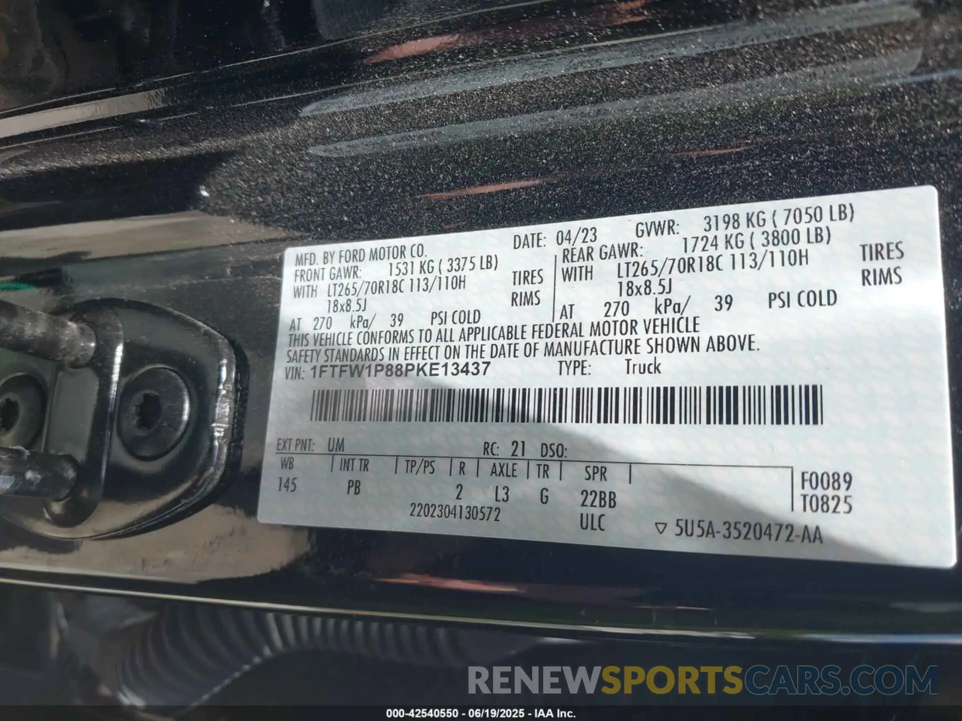 9 fotografías del automóvil dañado 1FTFW1P88PKE13437 FORD F-150 POLICE RESPONDER 2023
