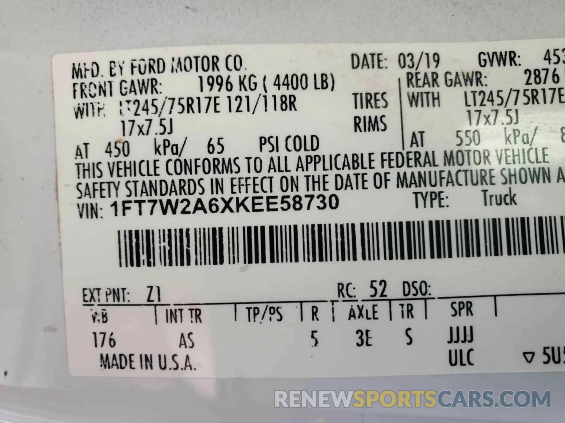1 fotografías del automóvil dañado 1FT7W2A6XKEE58730 FORD F-250 2019
