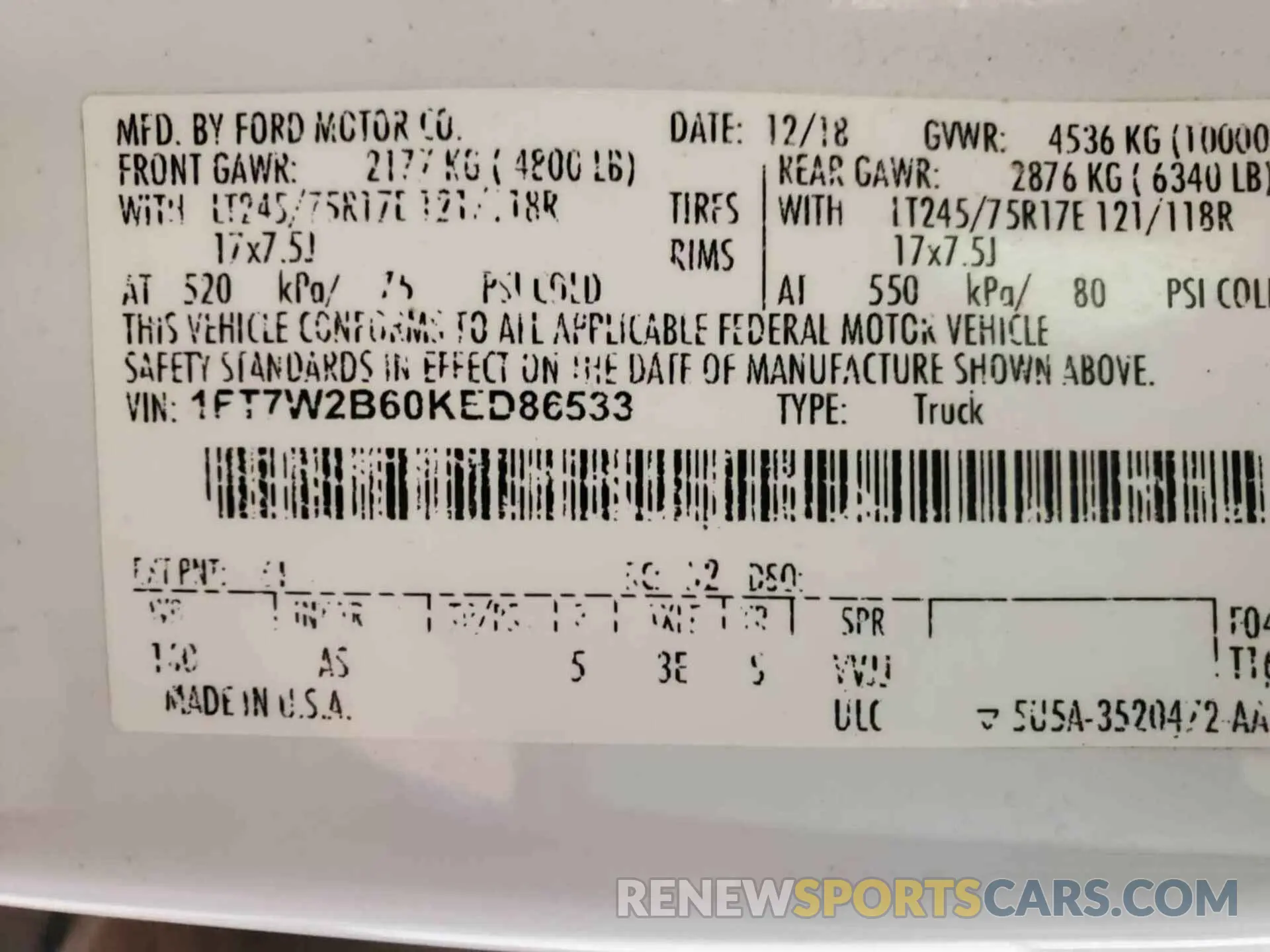 17 fotografías del automóvil dañado 1FT7W2B60KED86533 FORD F-250 2019
