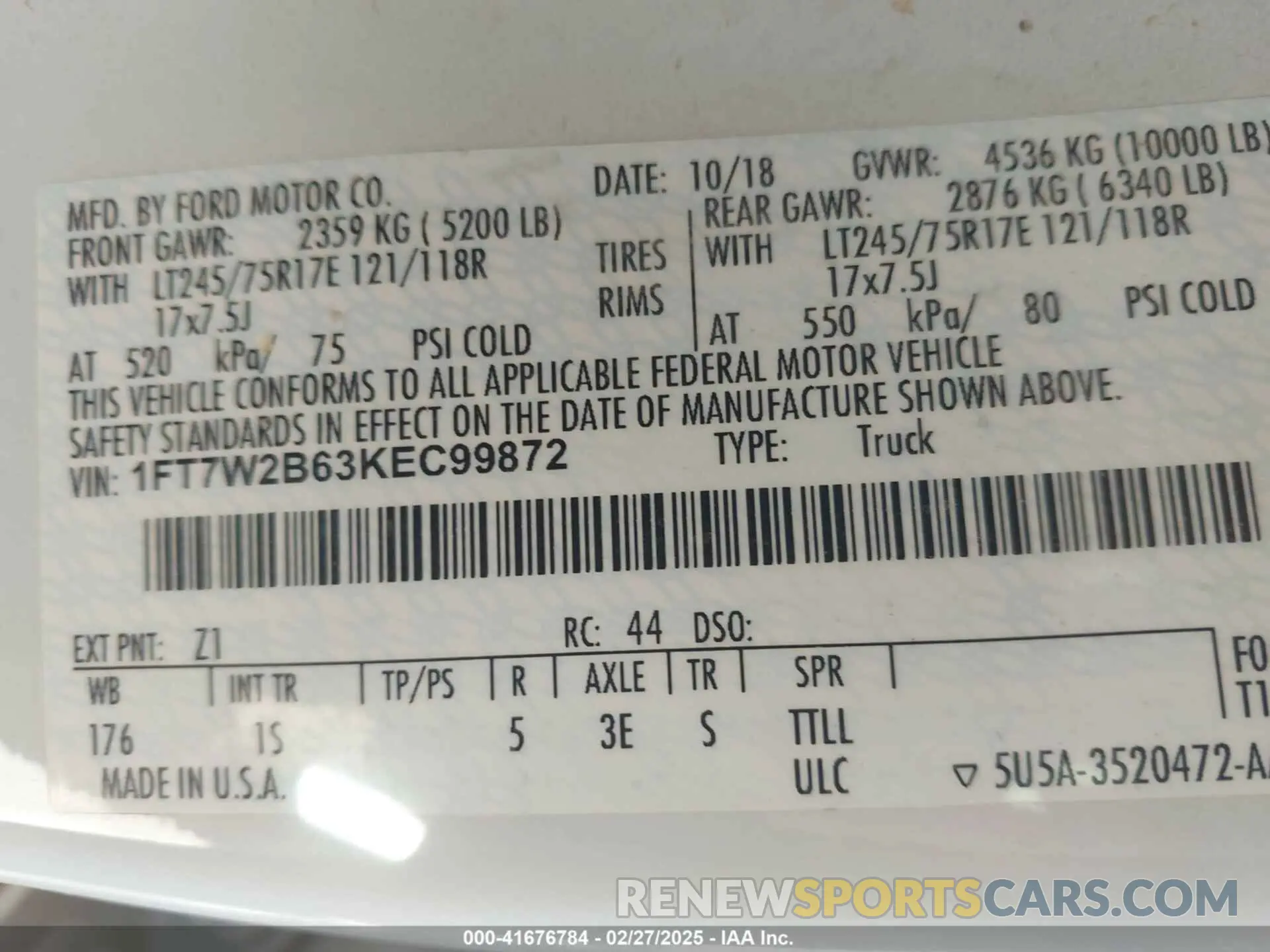 9 fotografías del automóvil dañado 1FT7W2B63KEC99872 FORD F-250 2019