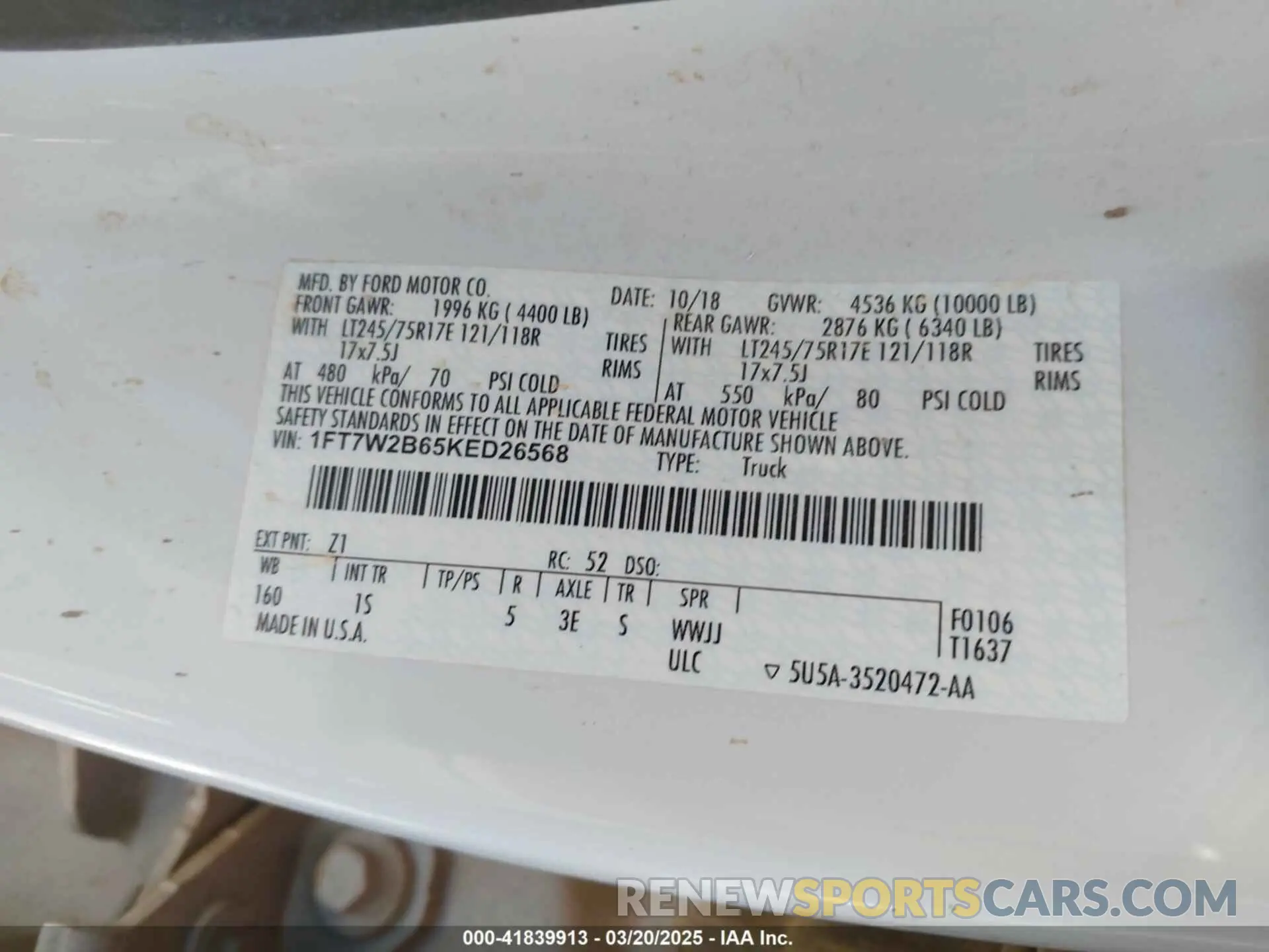 9 fotografías del automóvil dañado 1FT7W2B65KED26568 FORD F-250 2019