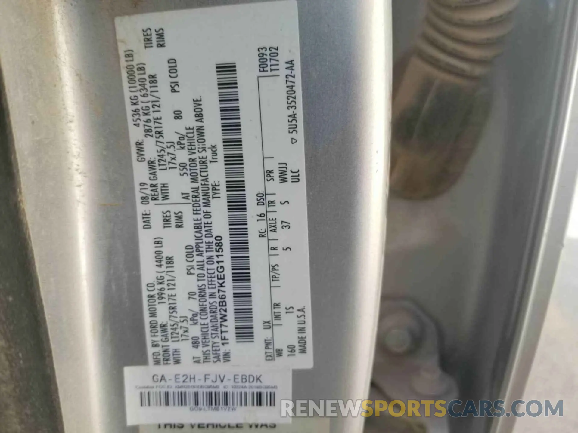 16 fotografías del automóvil dañado 1FT7W2B67KEG11580 FORD F-250 2019