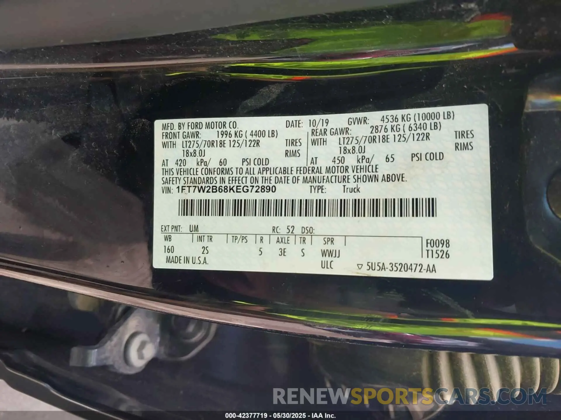 9 fotografías del automóvil dañado 1FT7W2B68KEG72890 FORD F-250 2019